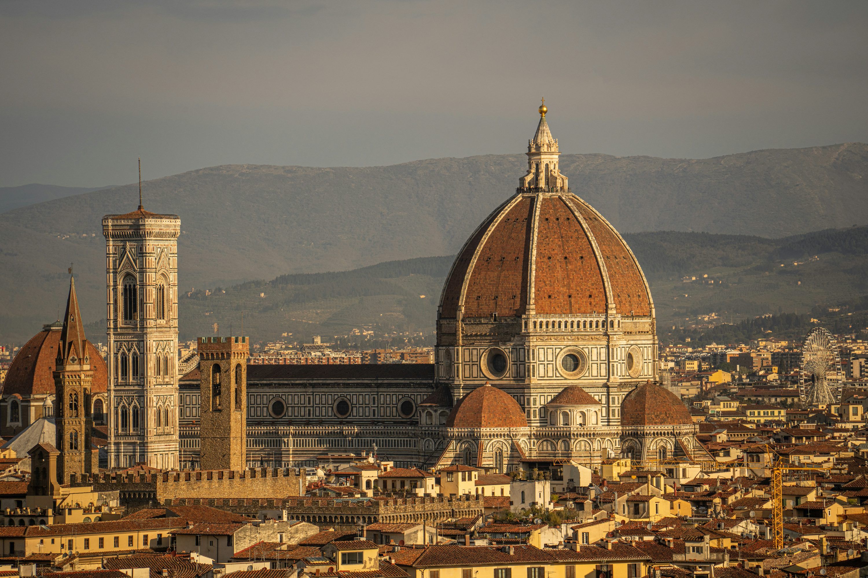 3000x2000 Florence cathedral dome and giotto's campanile at sunset photo