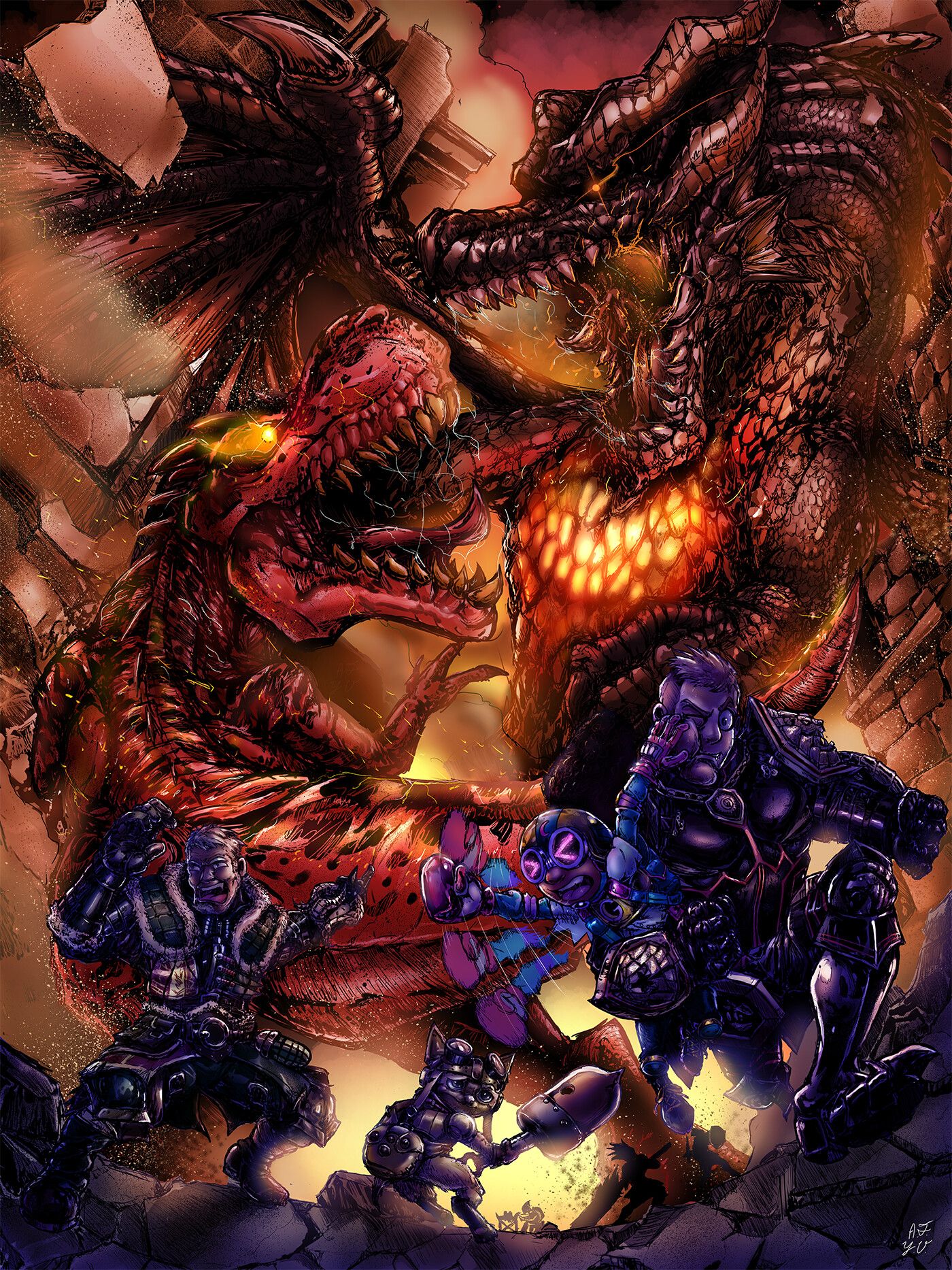 1400x1867 Devil Dinosaur vs Fatalis