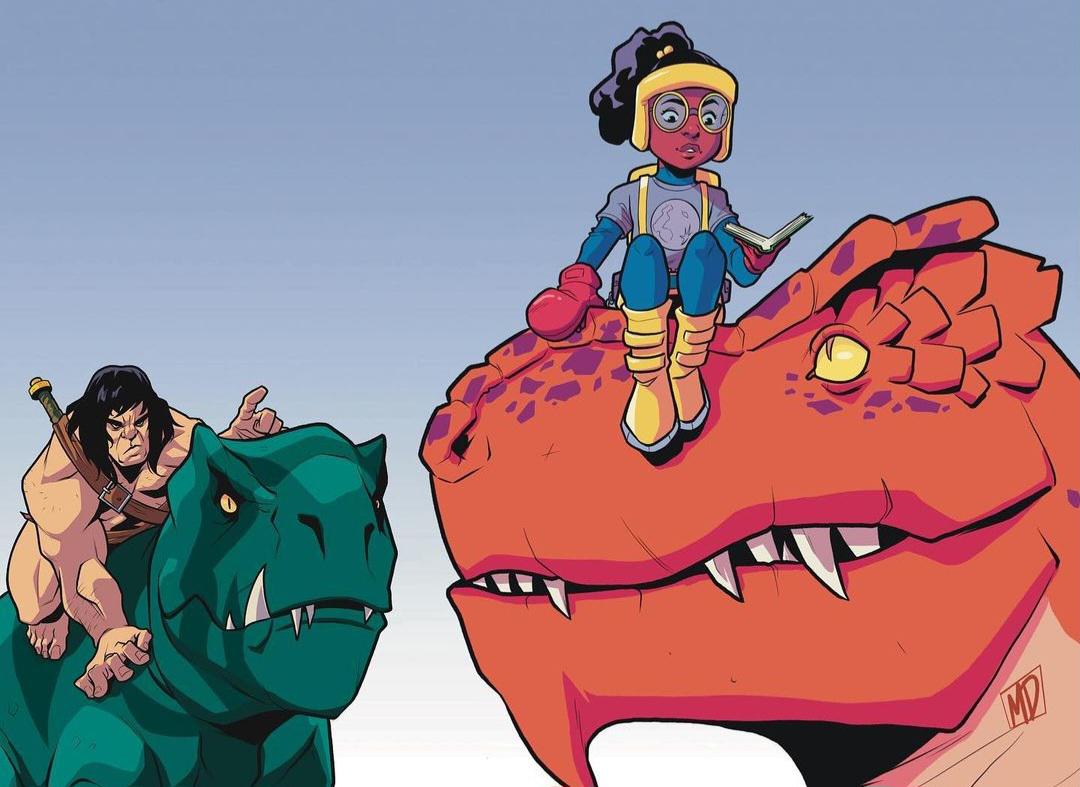 1080x787 Spear & Fang From Genndy Tartakovsky's Primal Meet Marvel's Moon Girl & Devil Dinosaur (Meechdoodle)