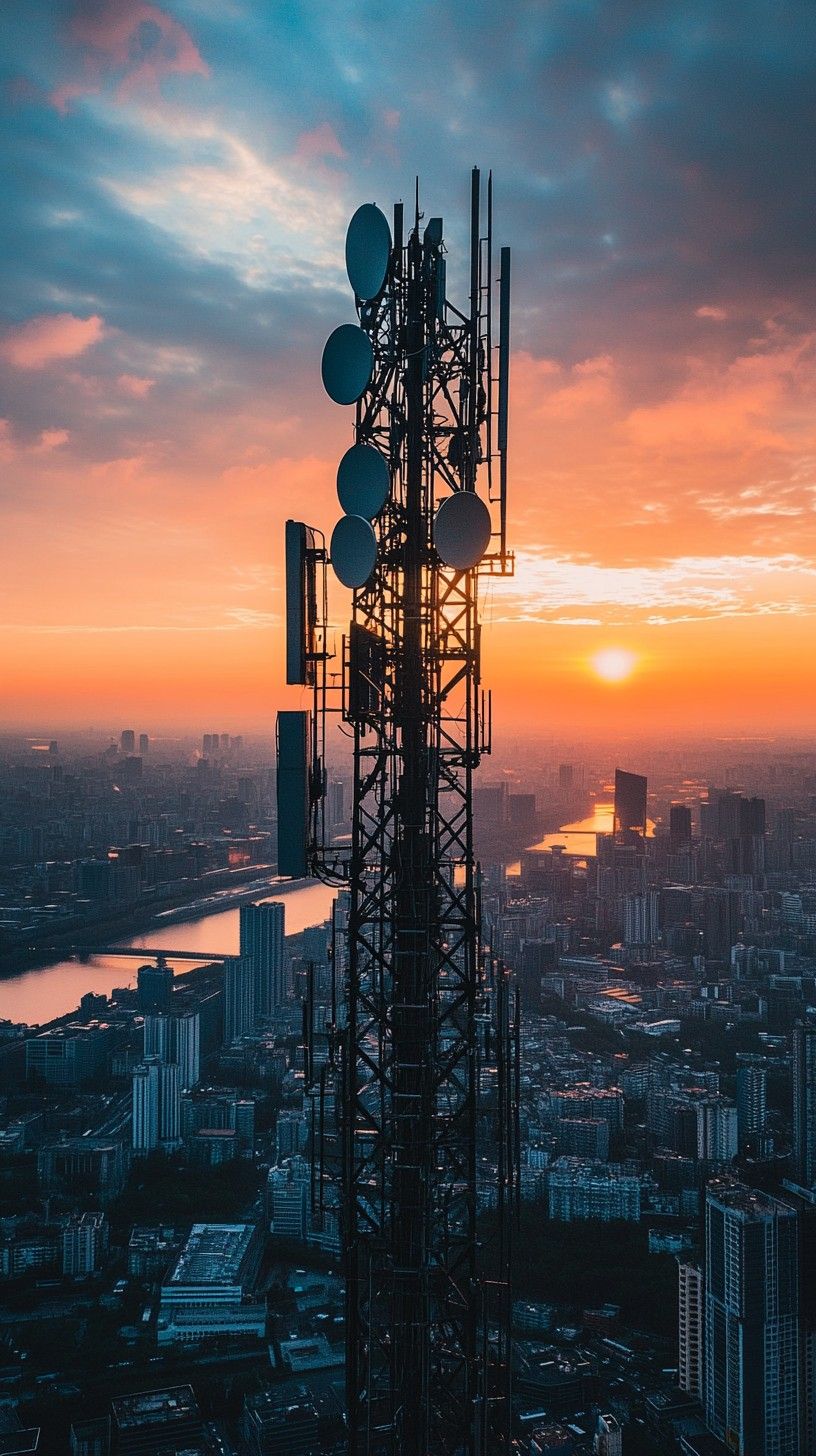 816x1456 Free Sunset Telecom Tower Image, Telecommunications, Cityscape