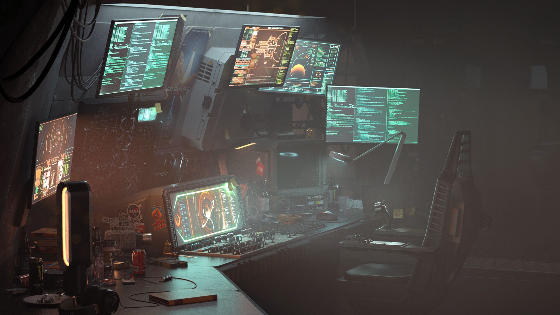 1920x1080 Hacker Room Wallpaper