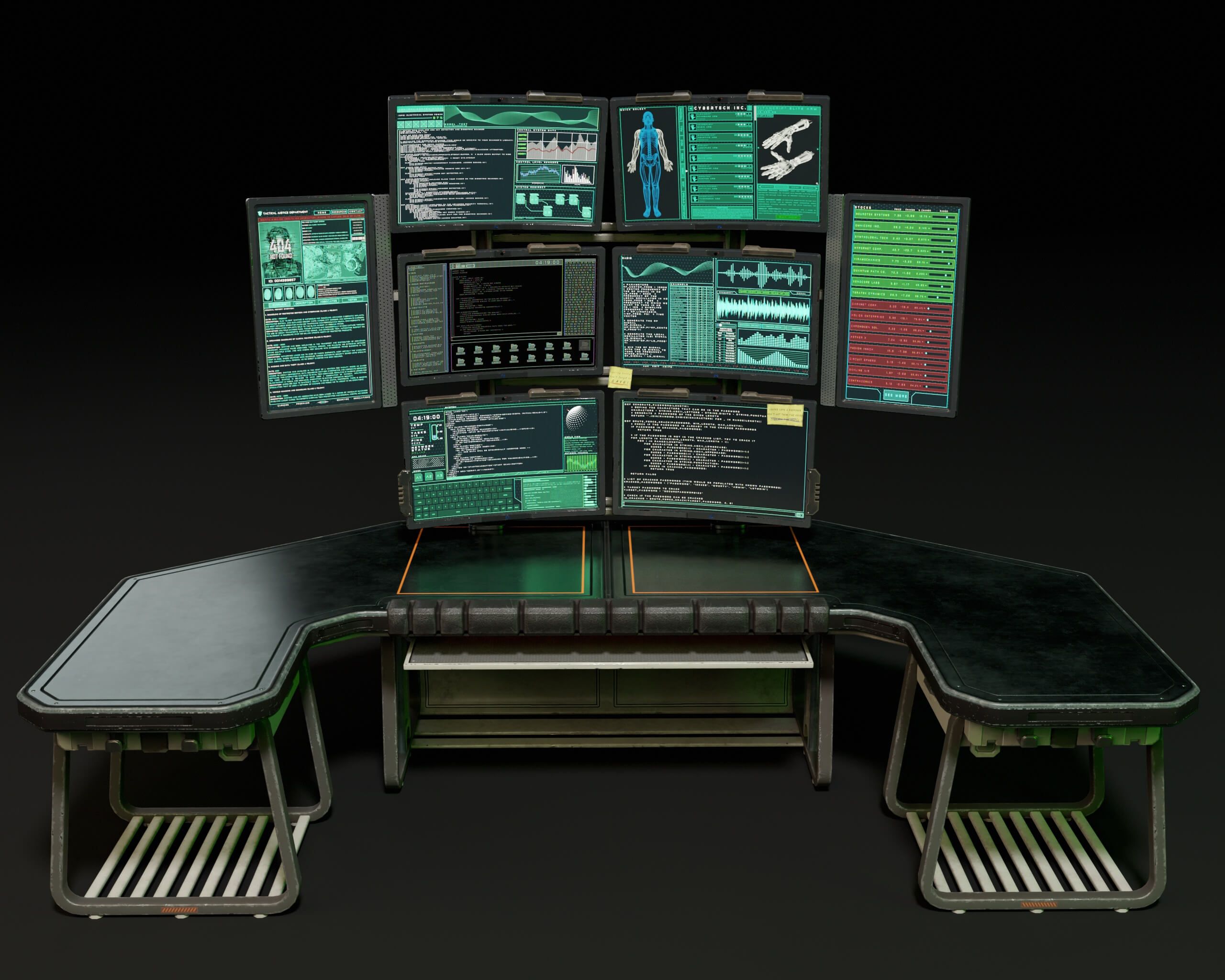 2560x2048 Sci Fi Desk And Monitors Scene 3D Model