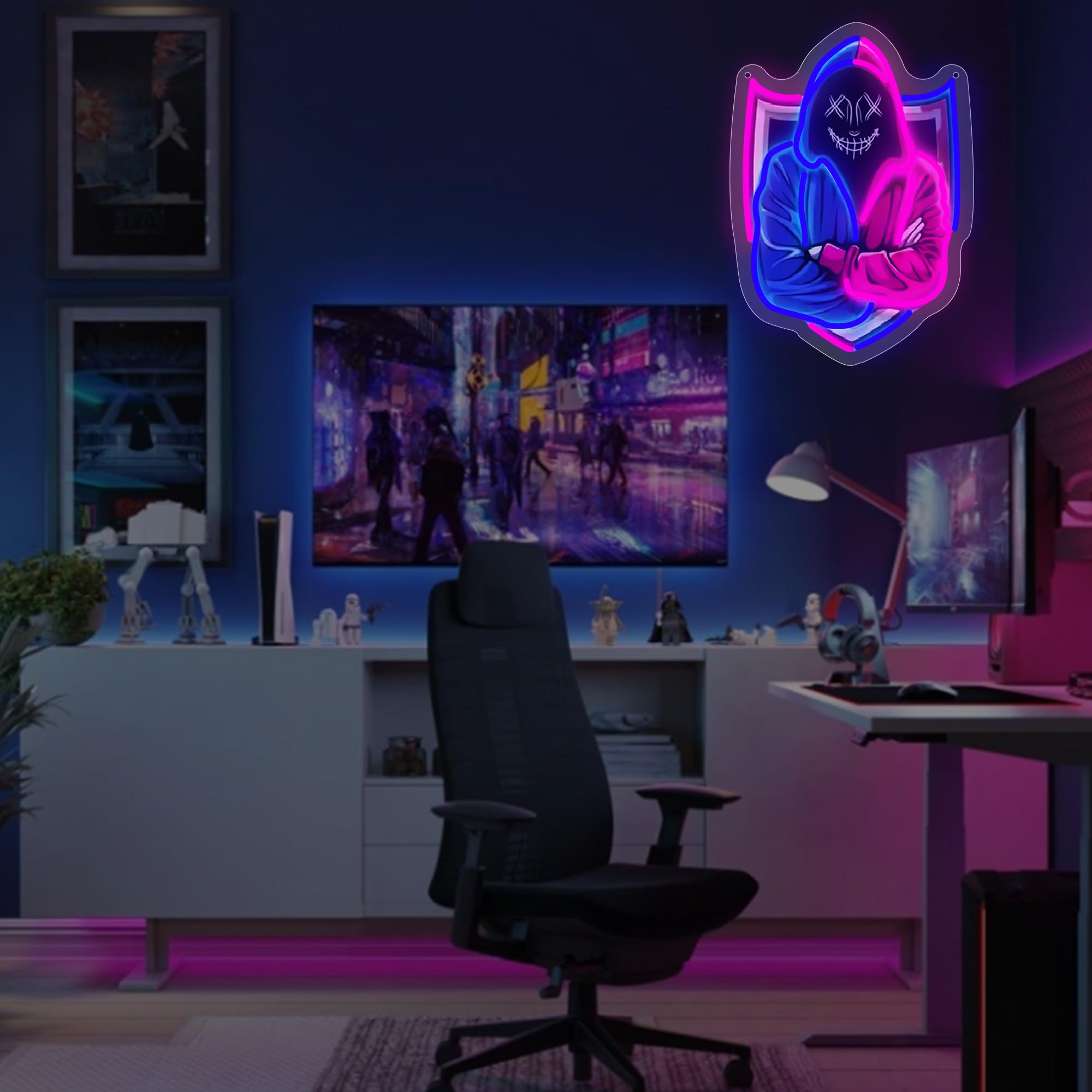 2000x2000 Hacker Gamer Neon Sign LED Light Wall Decor for Bedroom Man Cave Ideal Hacker Decor for Game Room Gift for Game Fans