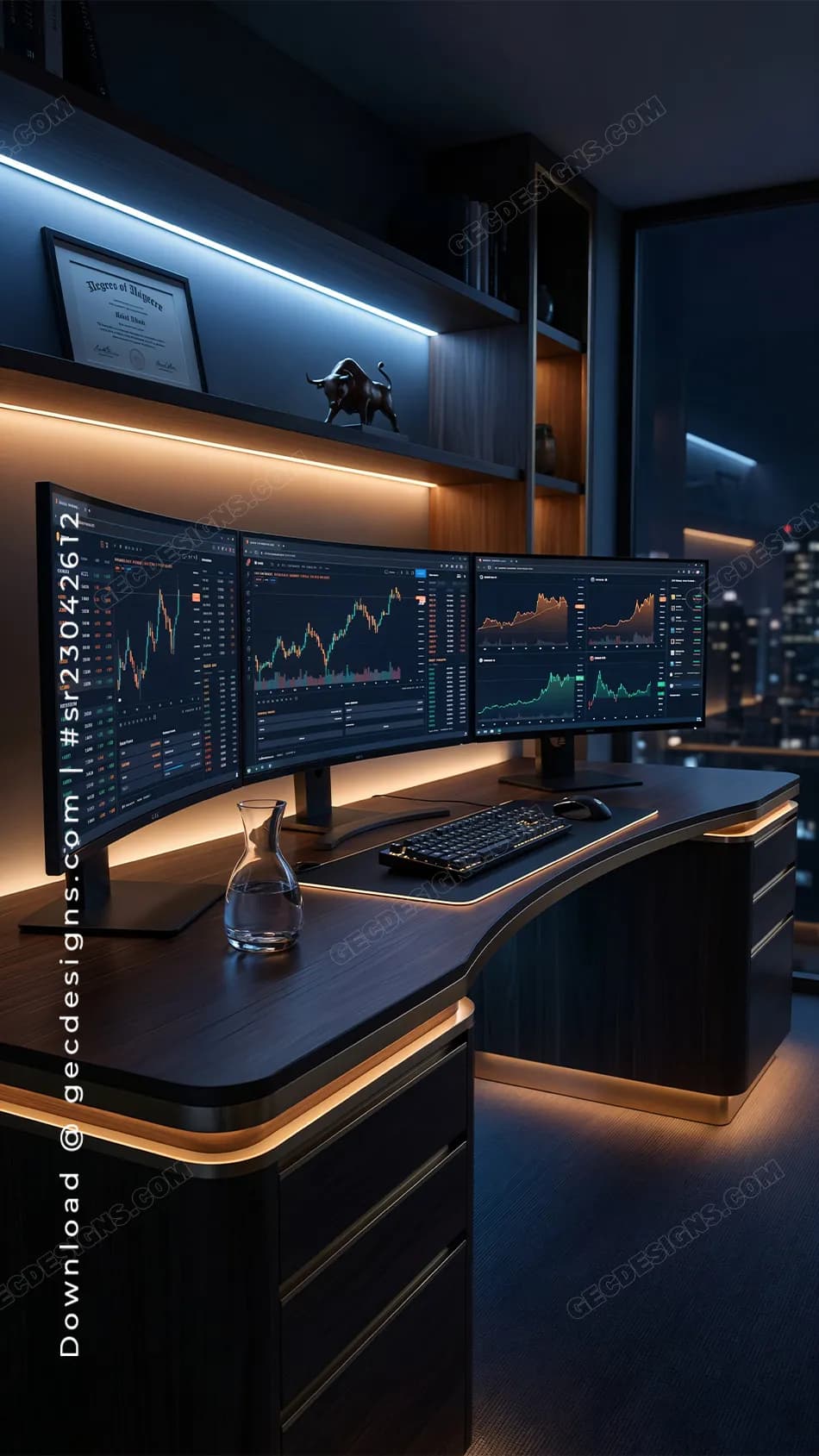 950x1689 Professional Trading Setup iPhone Wallpaper with Dual Screens and Market Analytics: Free & Premium Creative Assets