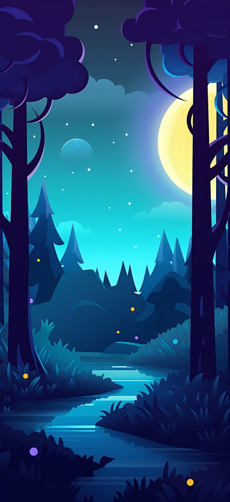 736x1600 Moonlit River Wallpaper. Cartoon wallpaper hd, iPhone wallpaper pattern, Dslr background image