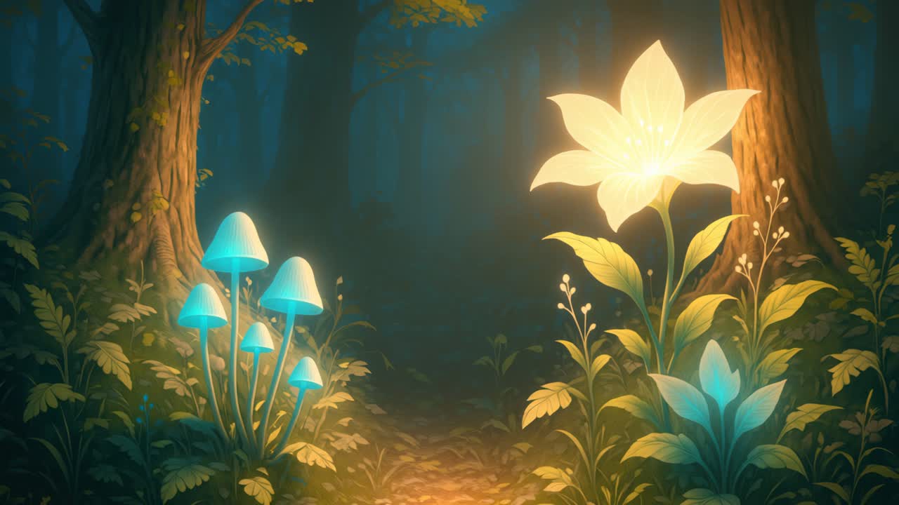 1280x720 Cartoon jungle background fantastic and mystical forest and edge summer woods and green grass