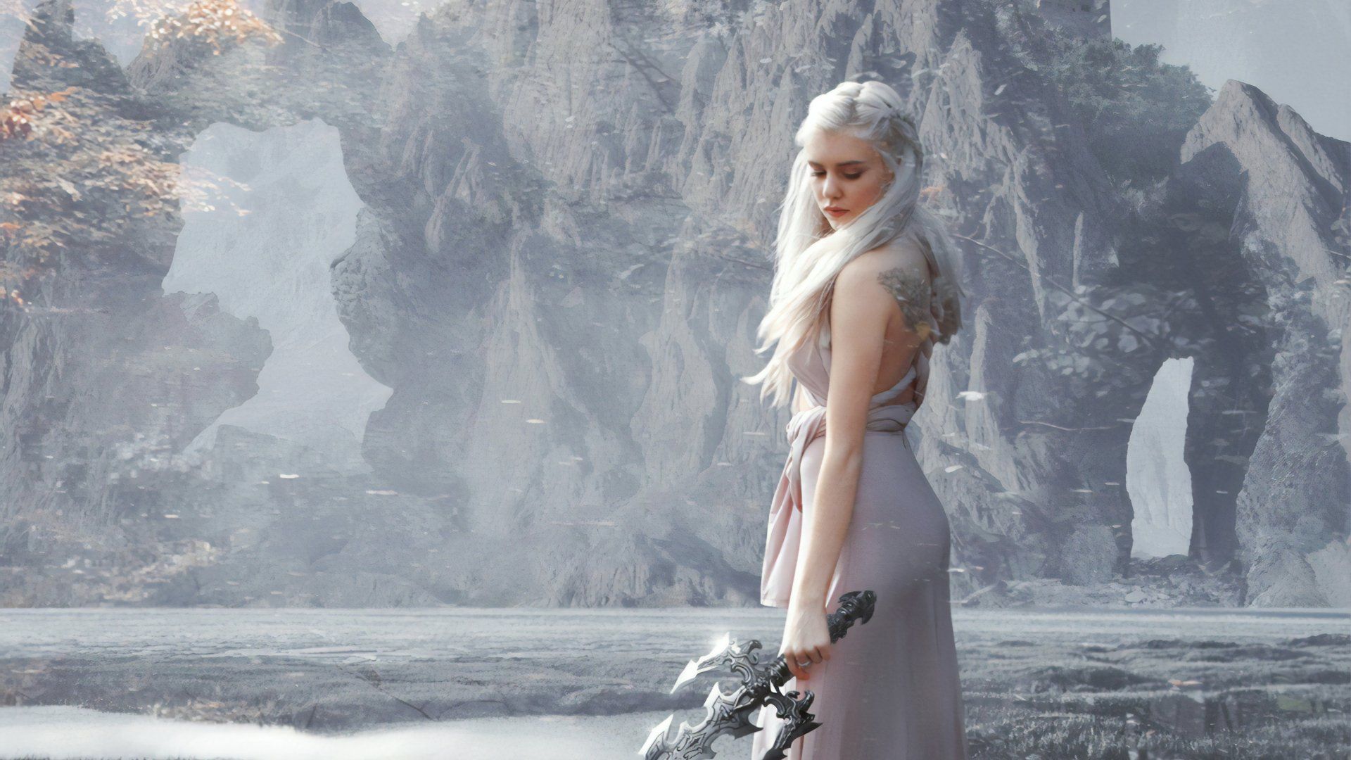 1920x1080 Daenerys Targaryen Cosplay In White DressK Ultra HD Wallpaper By Black B O Xx2549