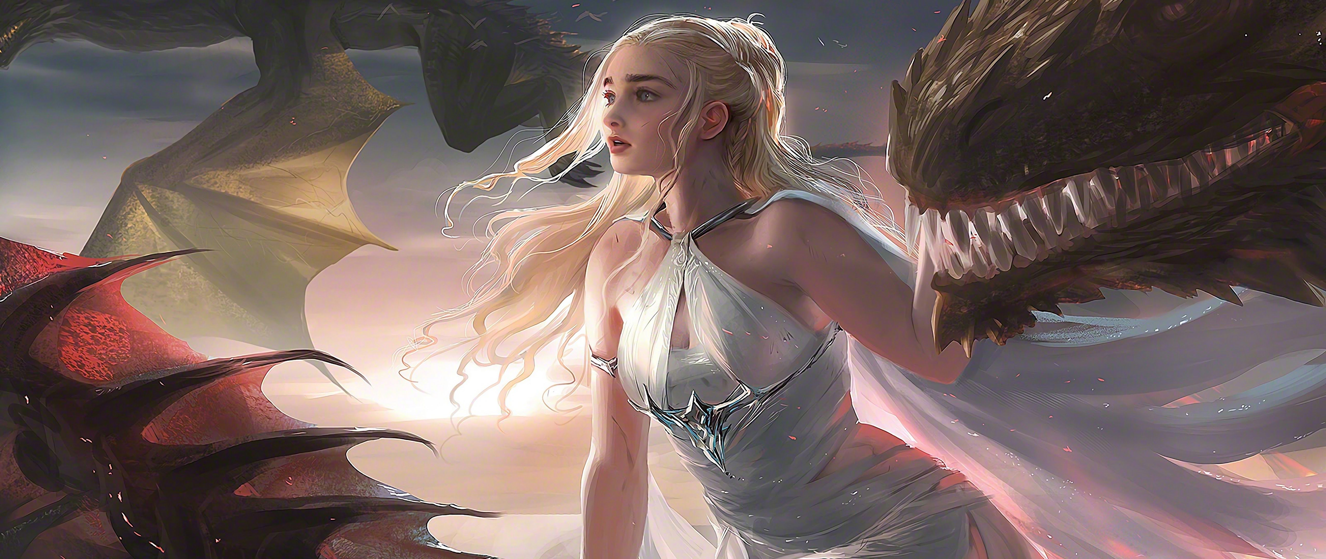 5120x2160 Daenerys Targaryen Dragon Game of Thrones 4K Wallpaper HD