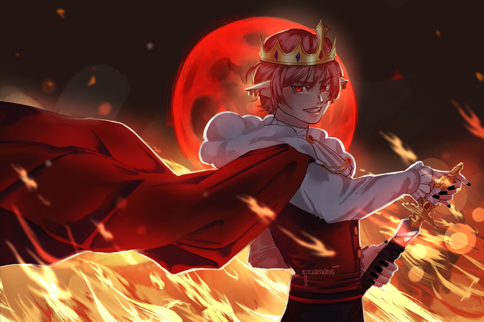 1920x1280 Technoblade: The Fiery King of Tech and YouTube HD Wallpaper by YUEN / 源x1280