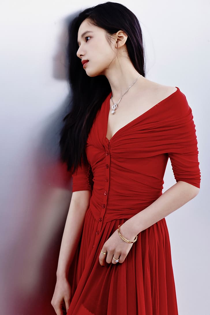 728x1091 HD wallpaper: celebrity, Zhang Jingyi, red