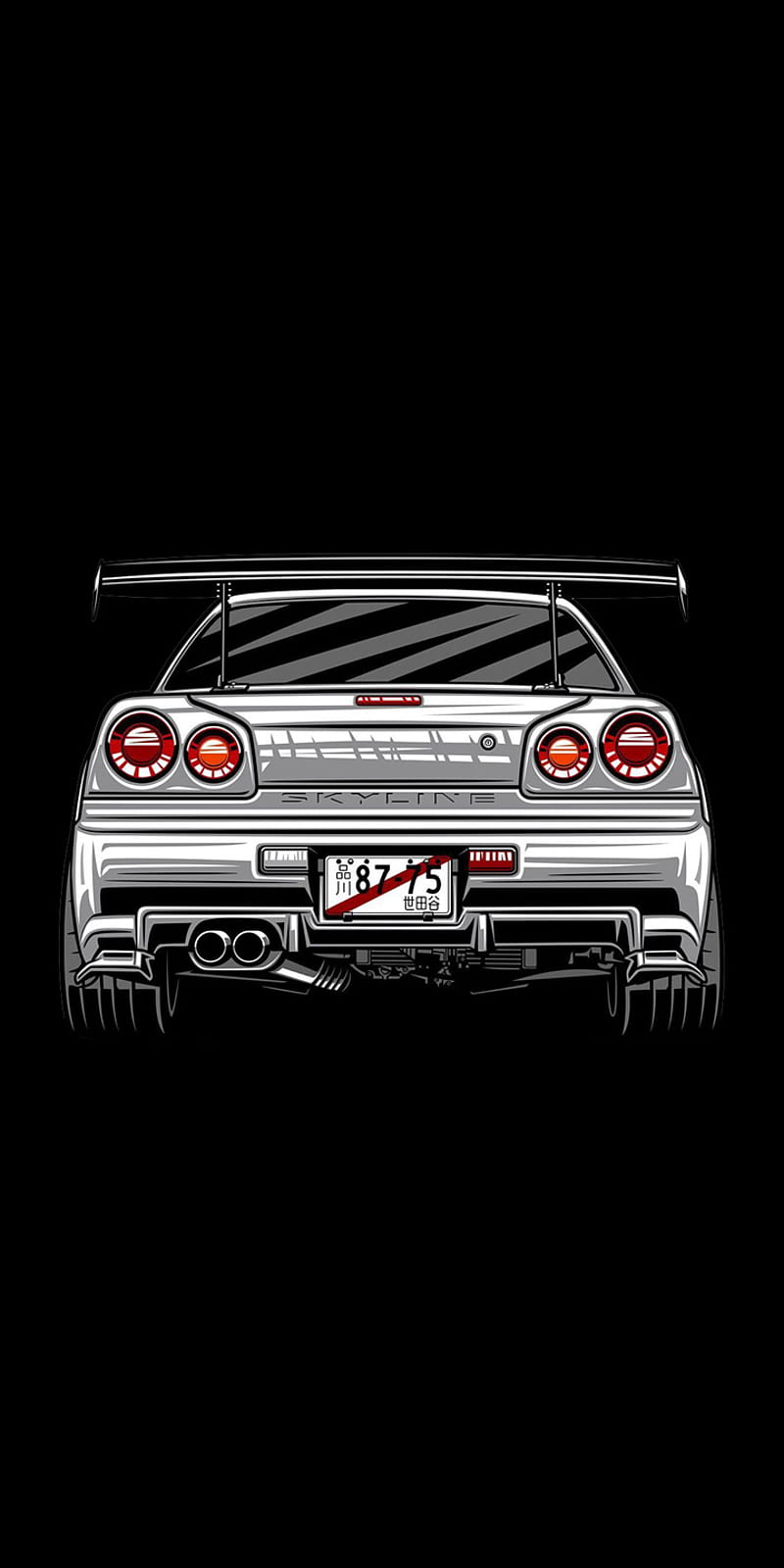 800x1600 Nissan r34 GTR, amoled, black, car, dark, HD phone wallpaper