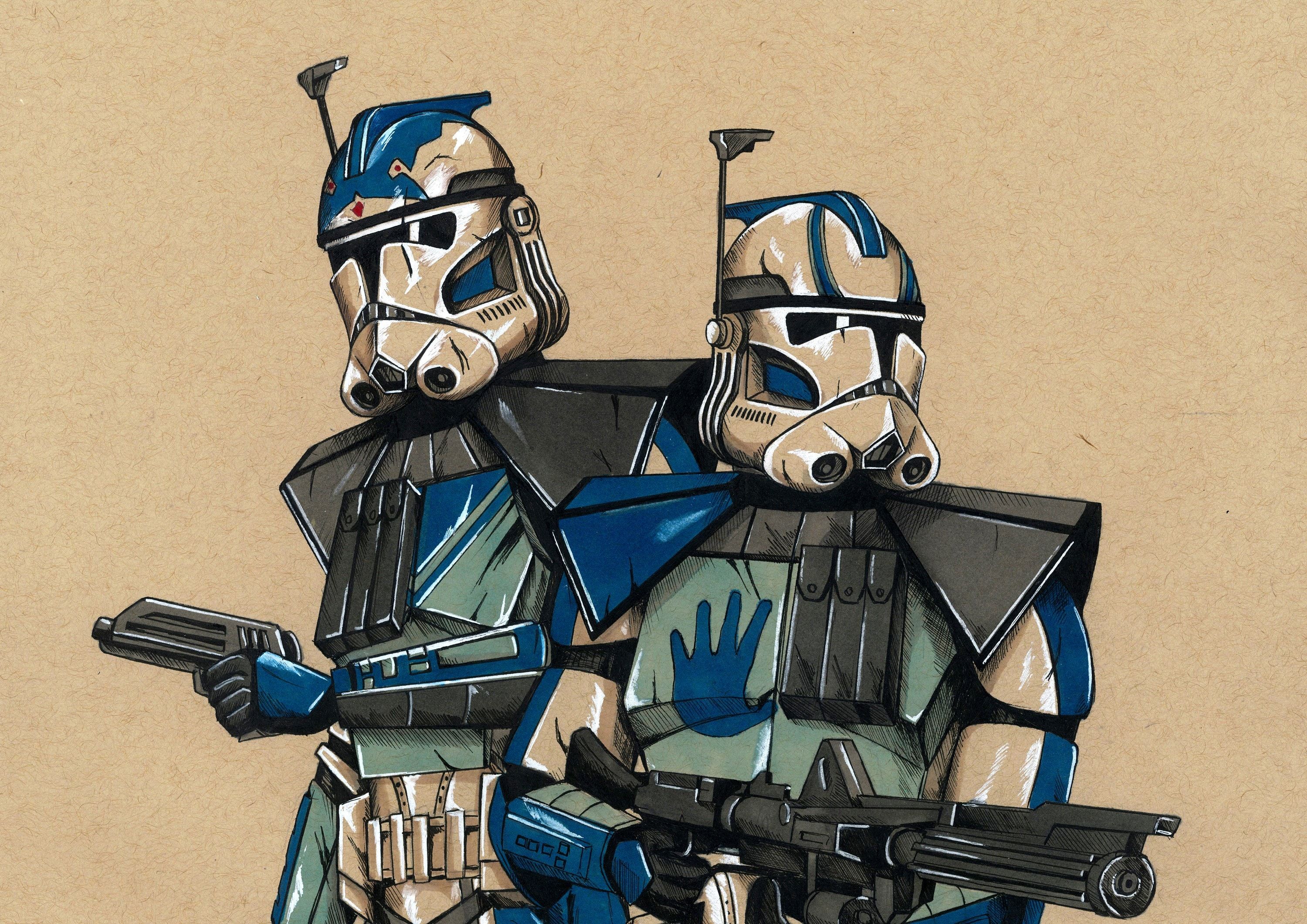 3000x2121 FIVES & ECHO Wars Clone Wars Art Poster Print