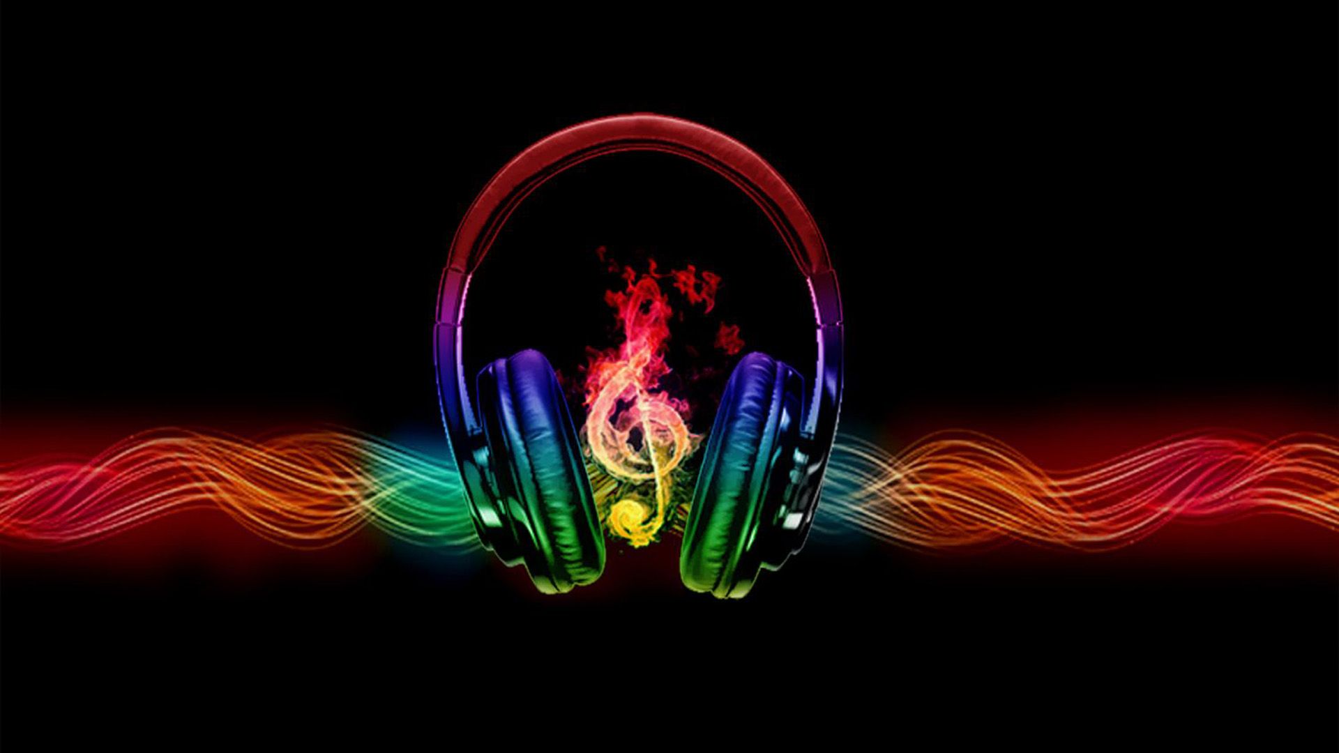 1920x1080 Colorful Music Note Headphone Background HD Music Wallpaper