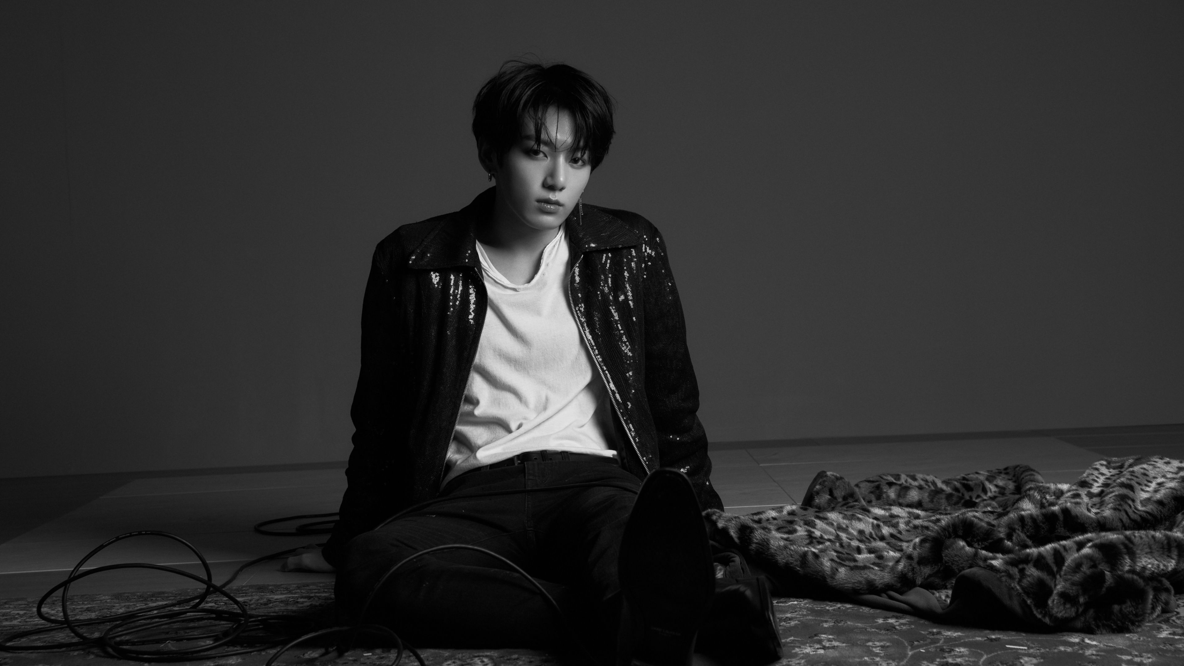 3840x2160 Jungkook Wallpaper 4K, Monochrome, BTS