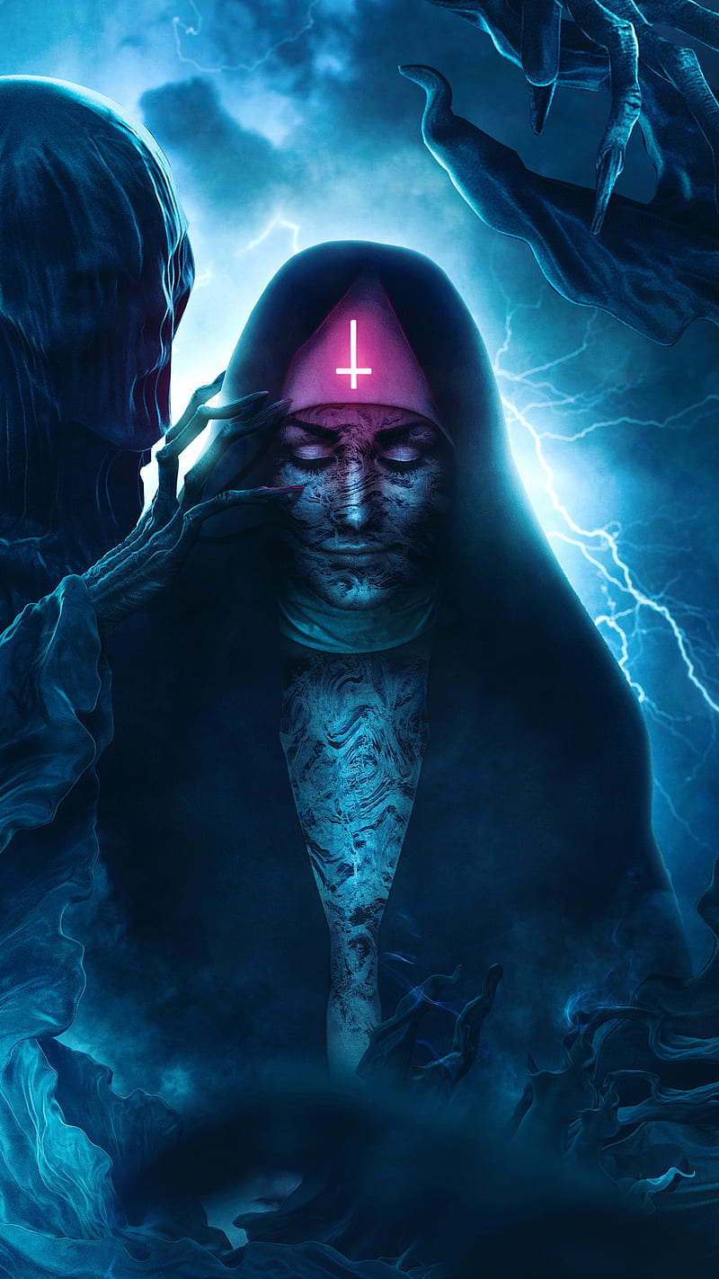 800x1423 The Nun, dark, demon, demons, eerie, evil, horror, lightning, scary, thenun, HD phone wallpaper