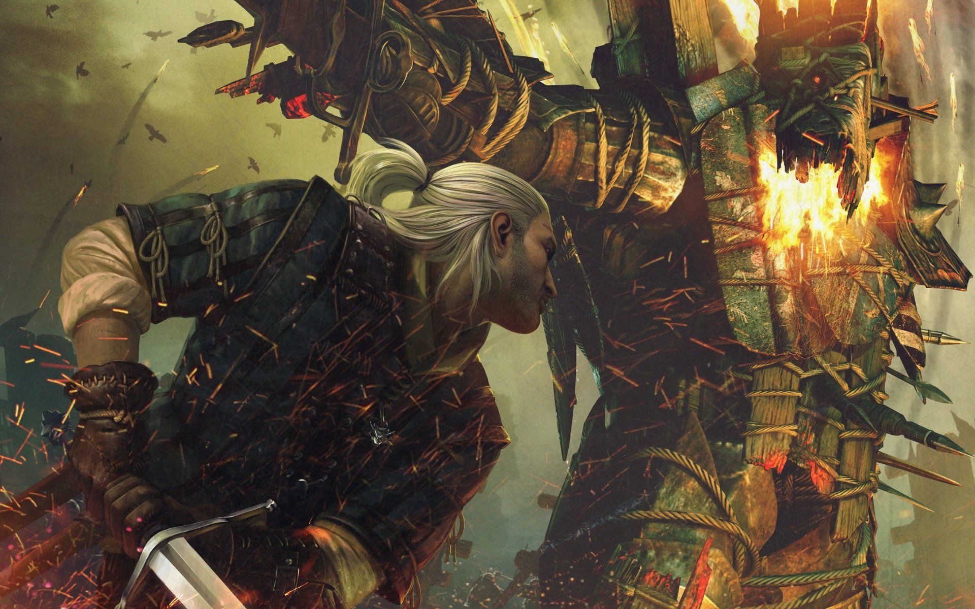 1920x1200 The Witcher 2 HD Wallpaper: Epic Assassin's Clash in Kings' Battlex1600