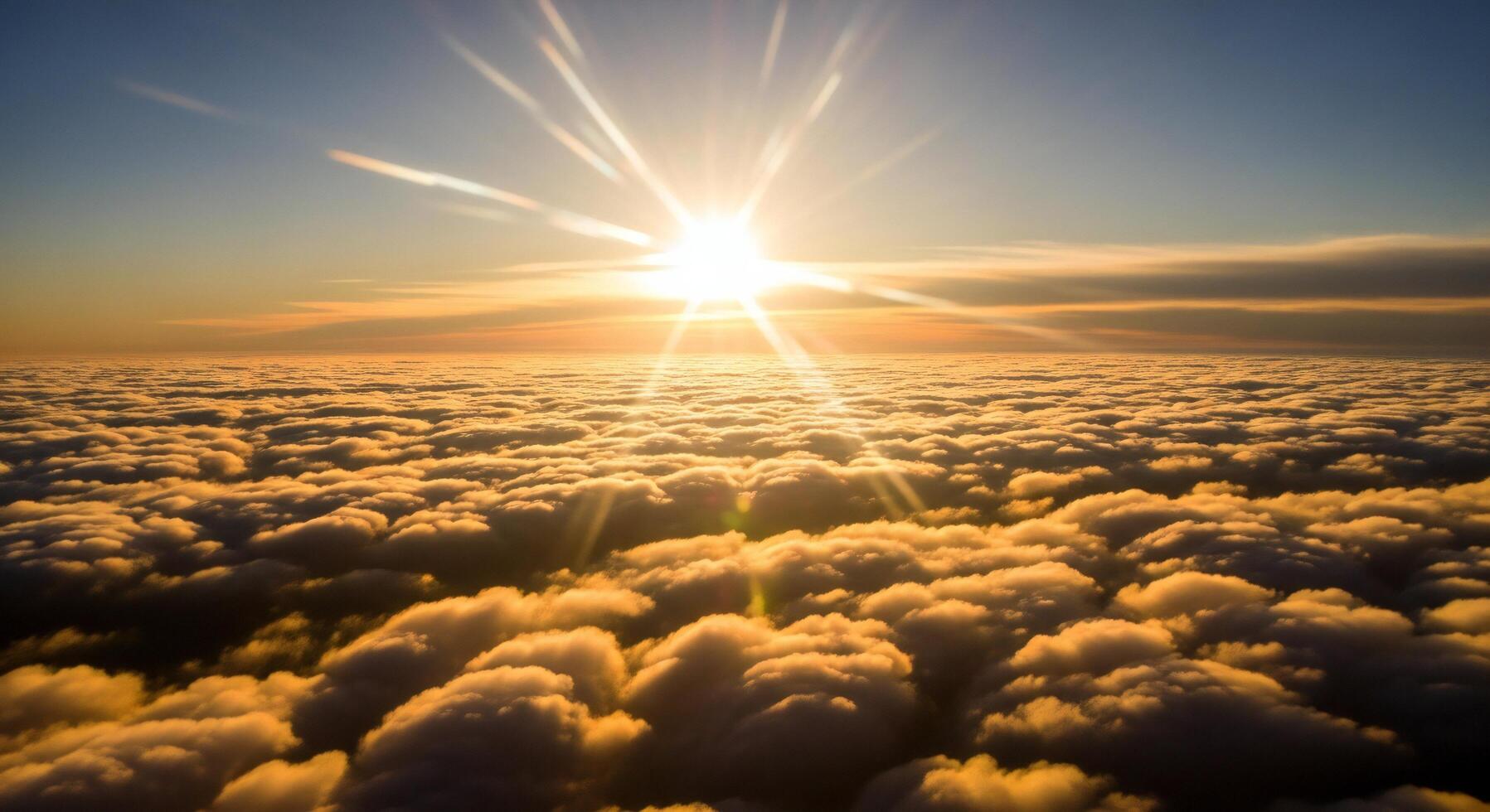 1797x980 Nature background, Nature wallpaper, Bright sun shining above a vast expanse of golden clouds at sunset creating a warm atmospheric scene