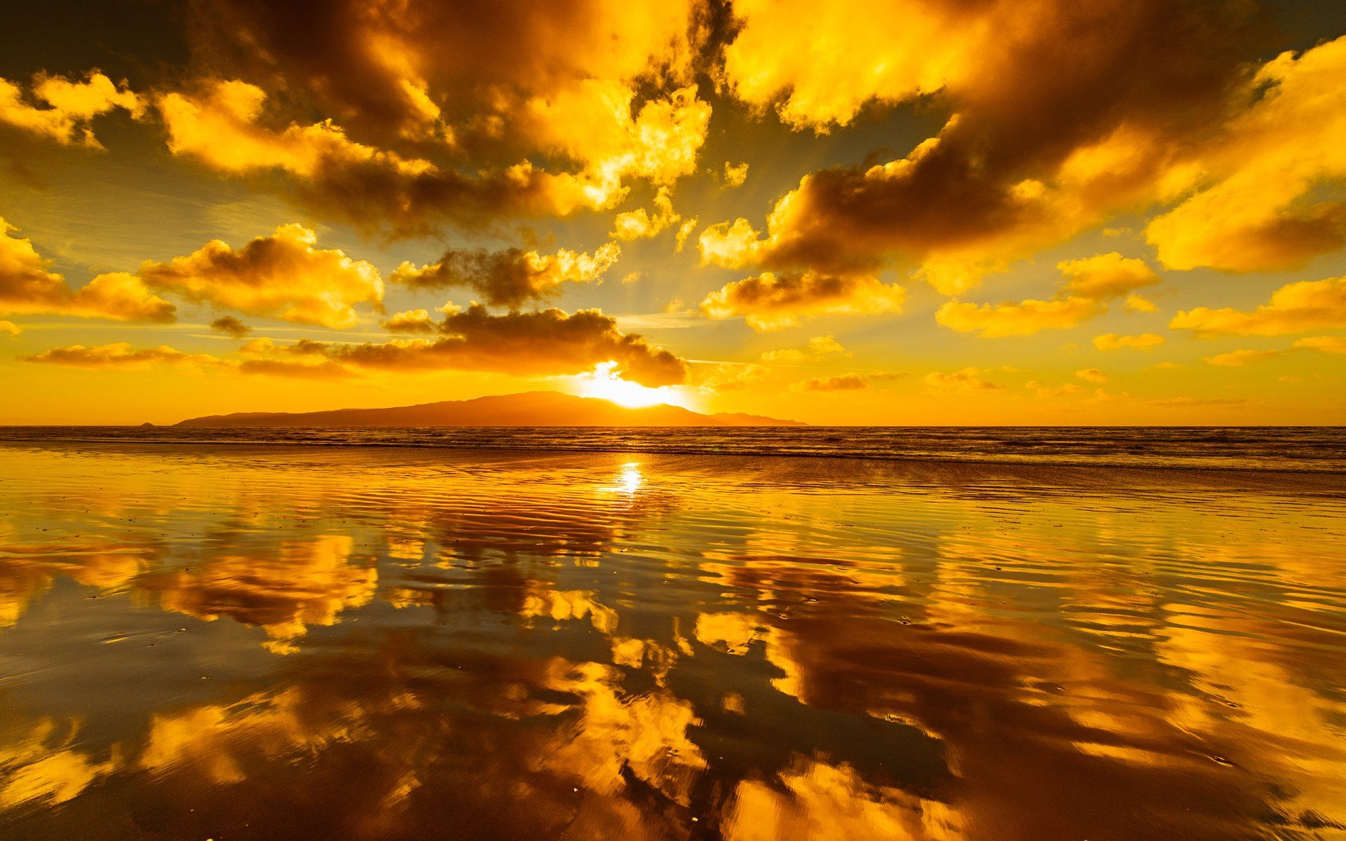 1920x1200 Download Horizon Orange (Color) Golden Cloud Sun Reflection Nature Sunset HD Wallpaperx1600