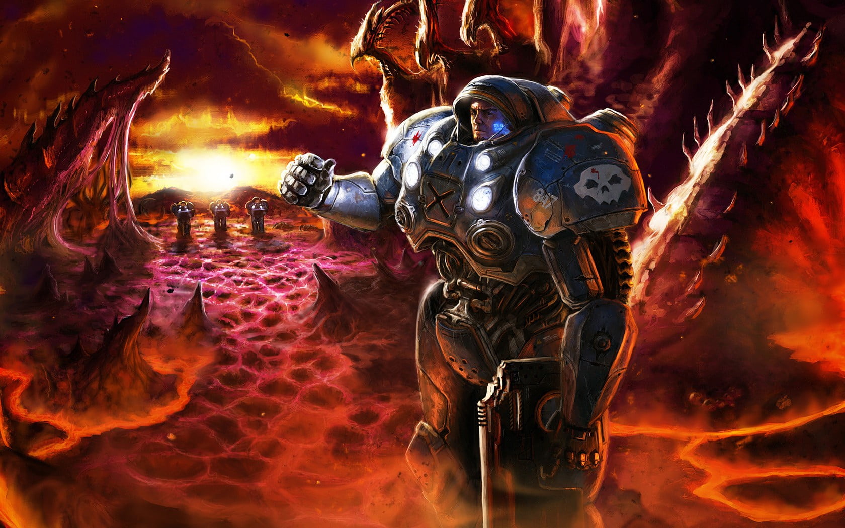 1680x1050 Man wearing suit digital wallpaper, Terran, Starcraft II HD wallpaper