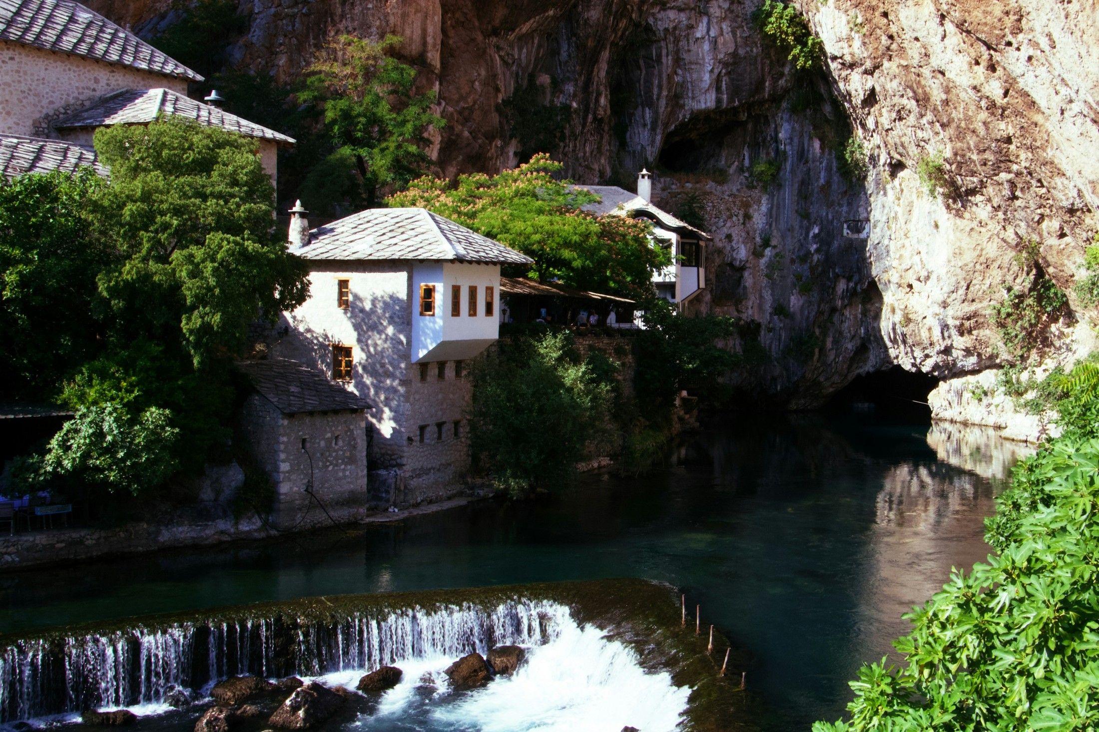 2200x1466 Blagaj riverside cave with a house to match