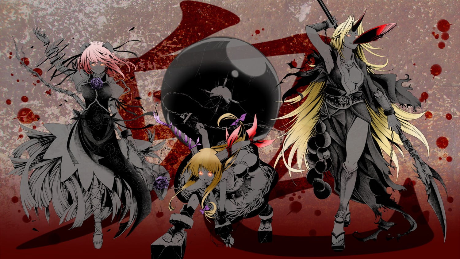 1500x844 Anime character wallpaper, anime, Touhou, Hoshiguma Yuugi, Ibaraki Kasen HD wallpaper