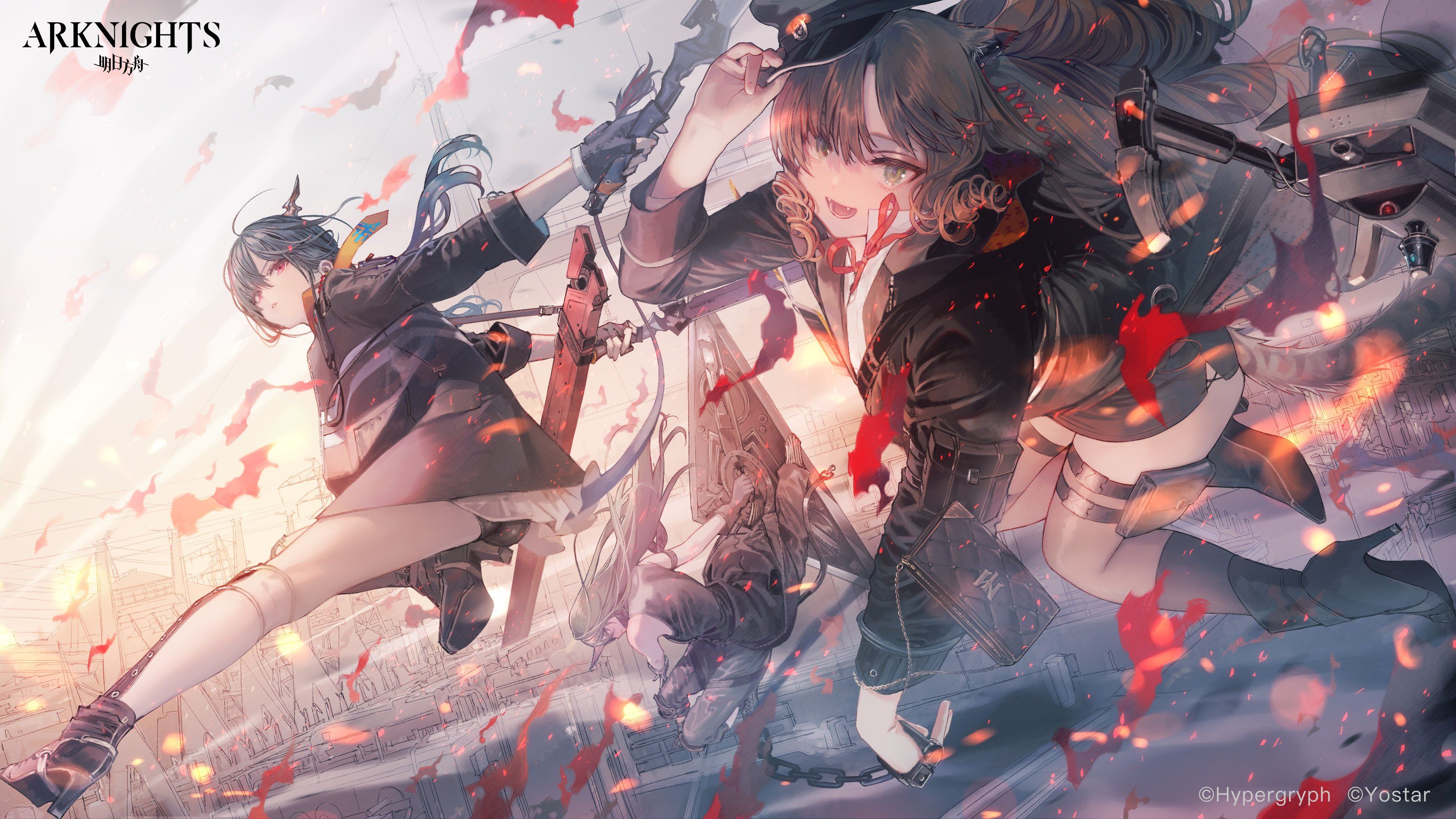 3200x1800 Desktop wallpaper: Ch'en (Arknights), Swire (Arknights), Arknights, Hoshiguma (Arknights), Video Game 4K free download for PC. 978274