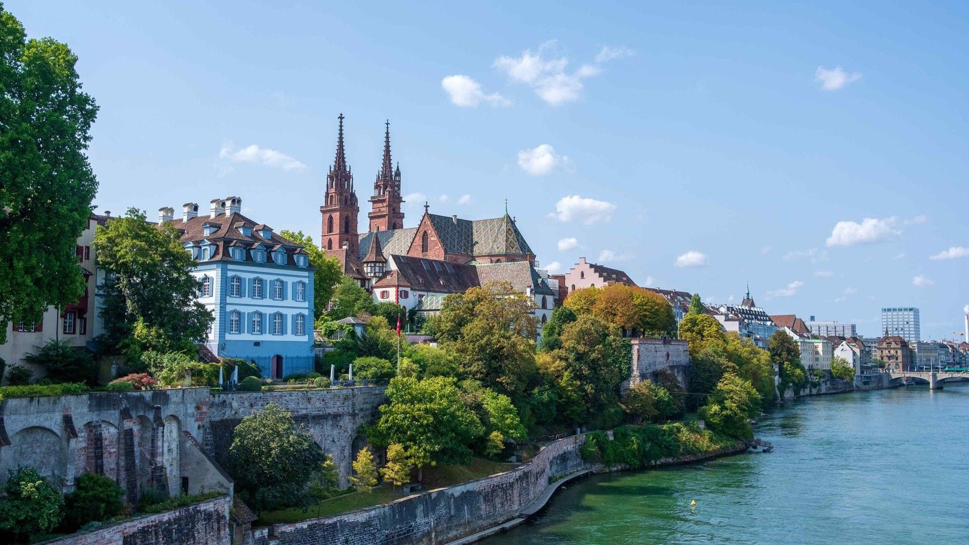 1920x1080 Basel Building Along With River Switzerland HD Travel Wallpaper