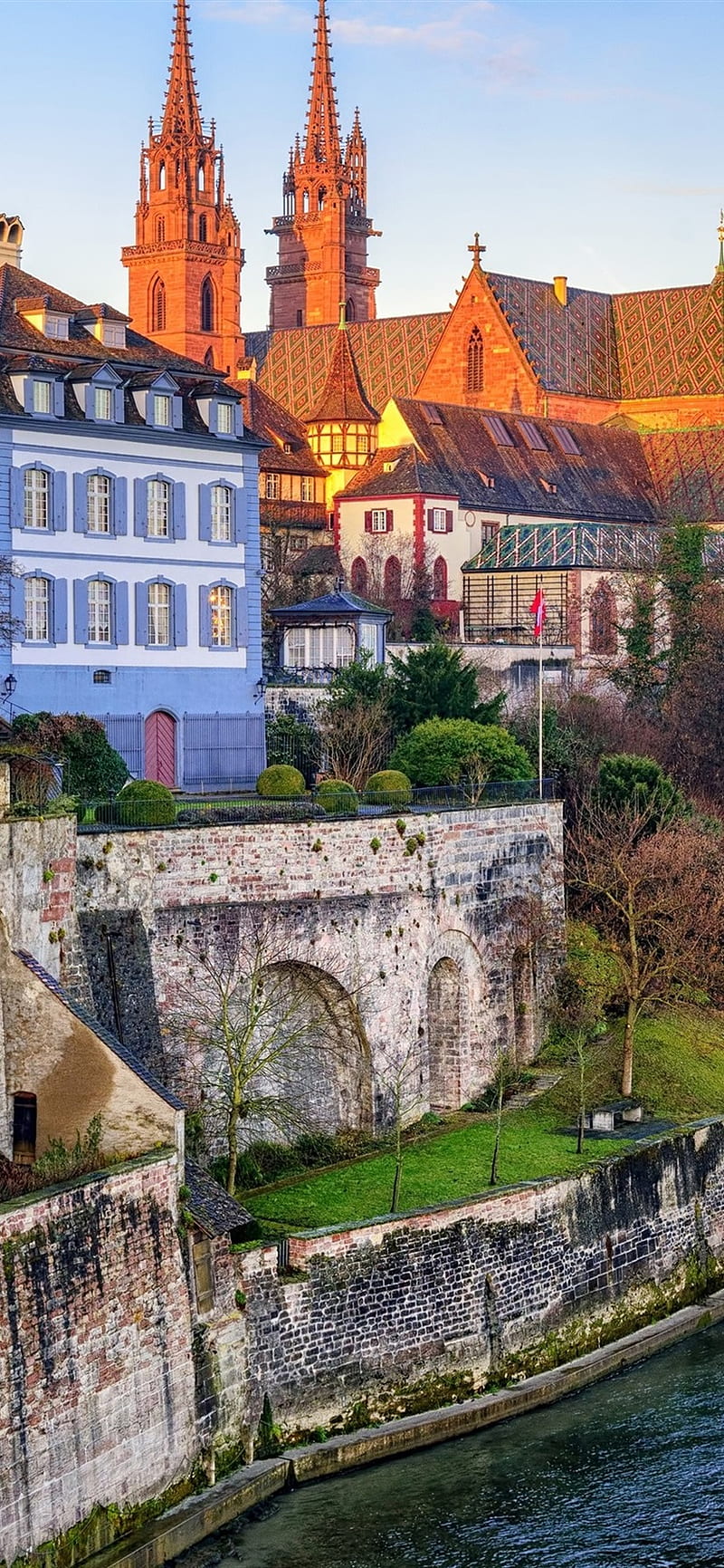 800x1731 Switzerland, Basel, houses, river, city U, HD phone wallpaper