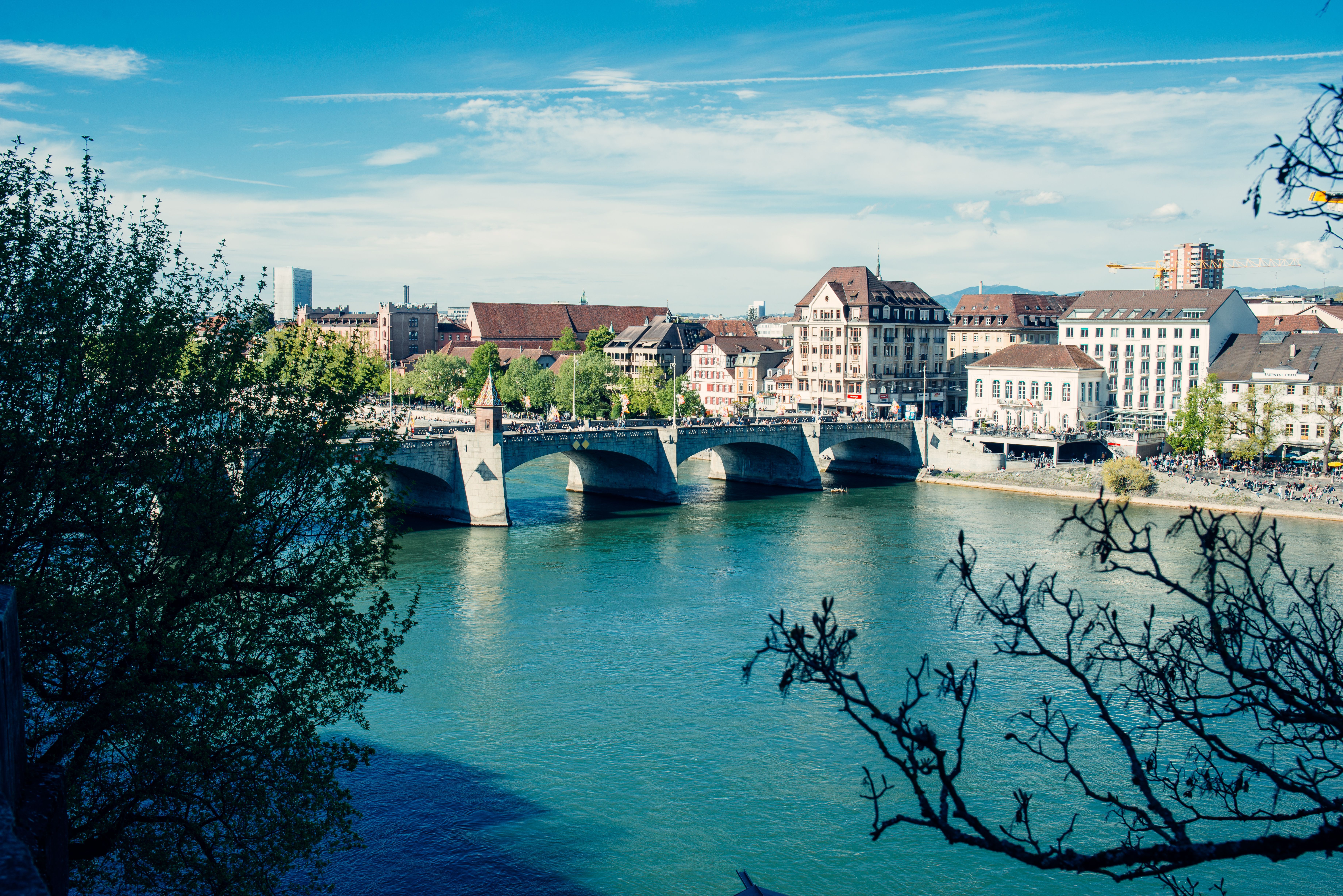 7360x4912 Scenic View of Mittlere Brücke in Basel, Switzerland · Free