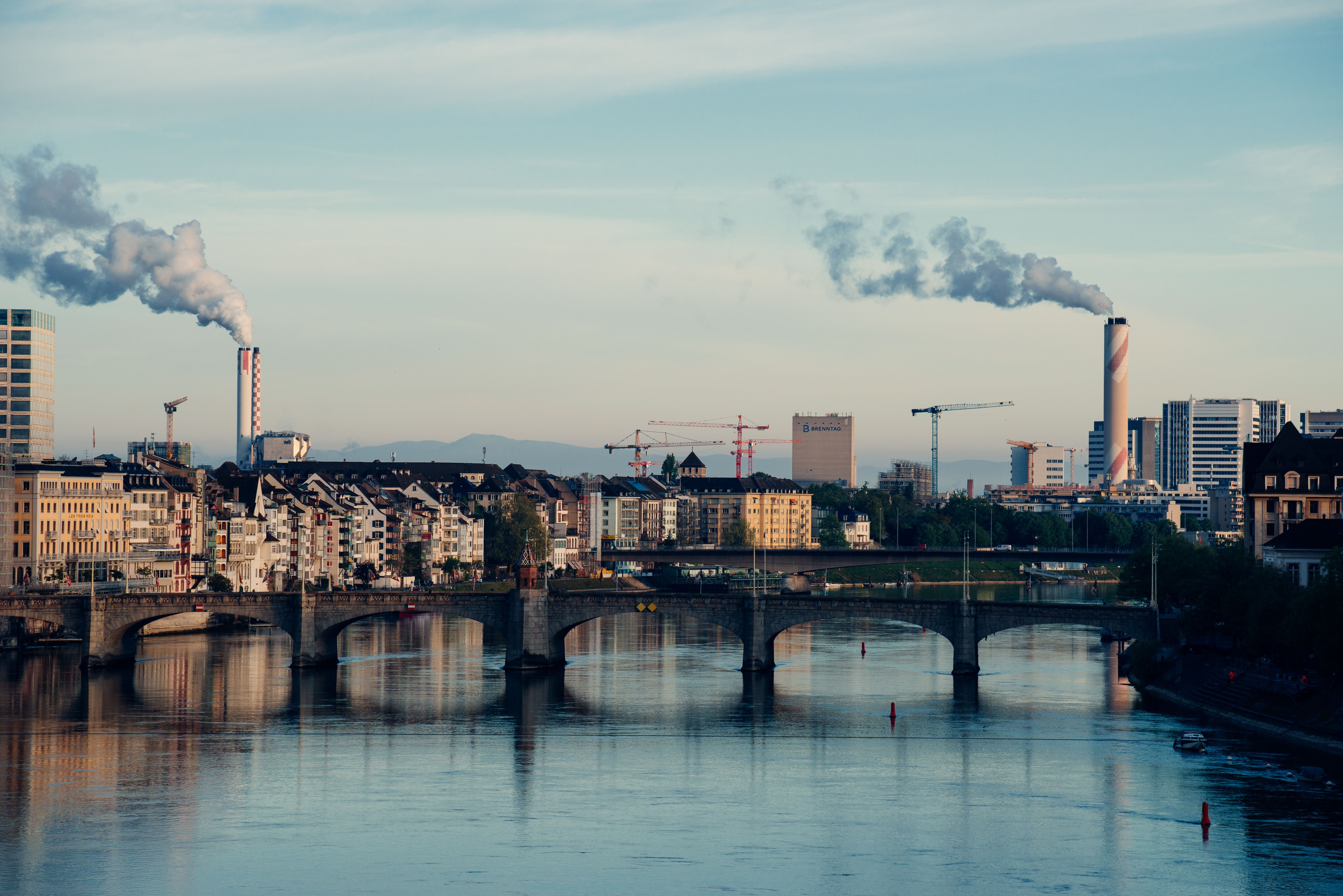 7360x4912 View of the Middle Bridge and Skyline of Basel, Switzerland · Free