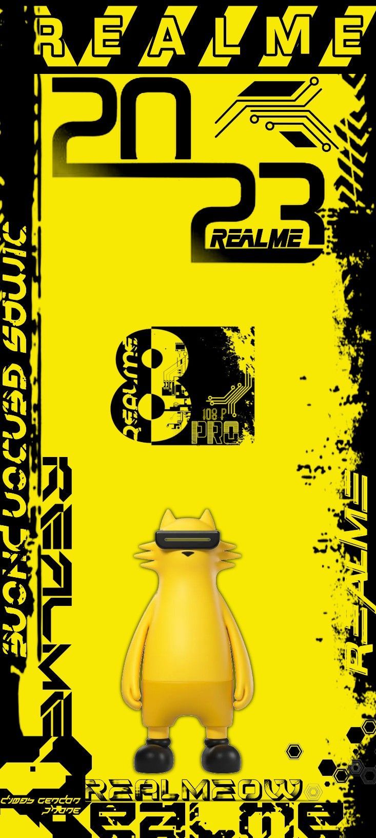 733x1632 Realme Cat Wallpaper