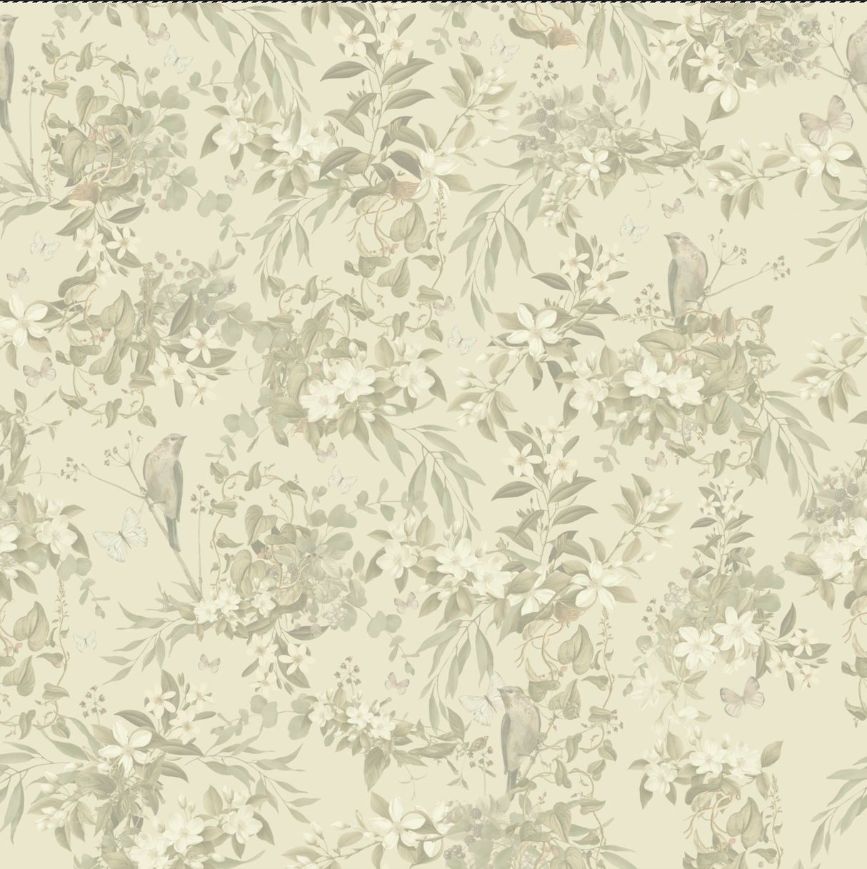 1214x1217 Vintage Sage Botanical Wallpaper Peel & Stick / 9' Tall x 12' Wide