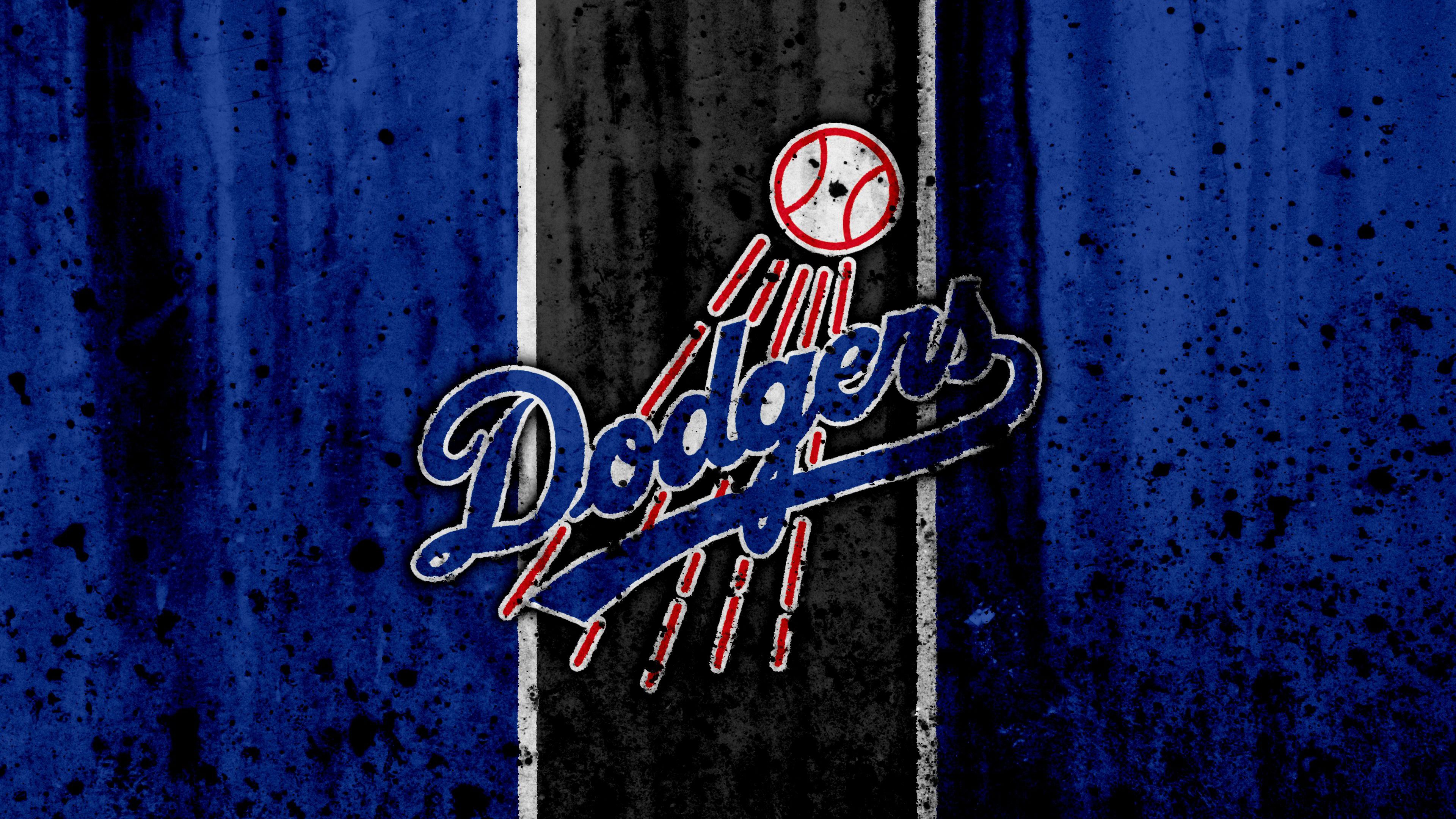3840x2160 Los Angeles Dodgers With Blue And Black Background With White Lines 4K HD Dodgers Wallpaper