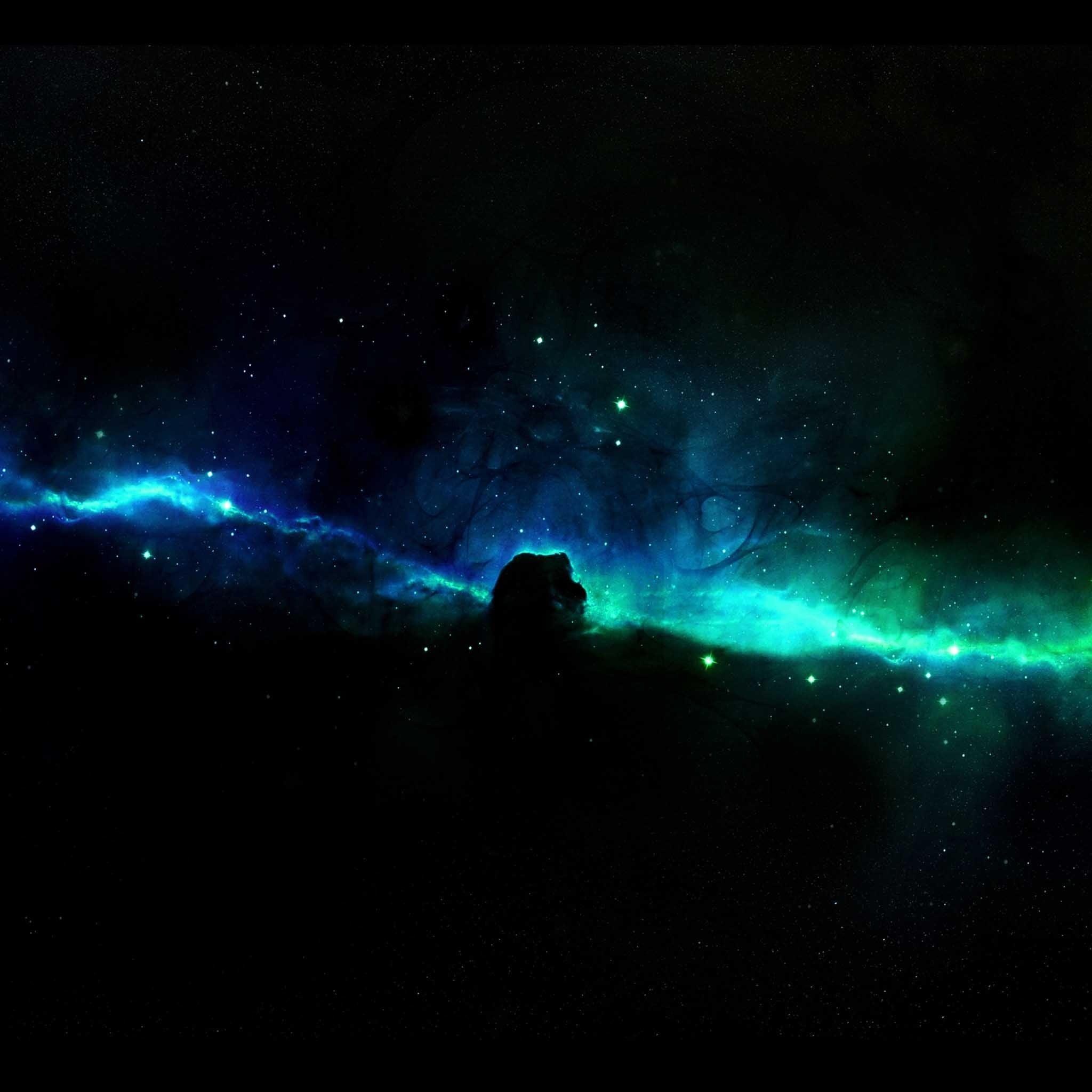 2048x2048 Green and blue cosmic light digital wallpaper, space HD wallpaper