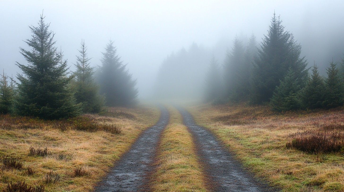 1456x816 Free Rainy road view Image, Road, Forest