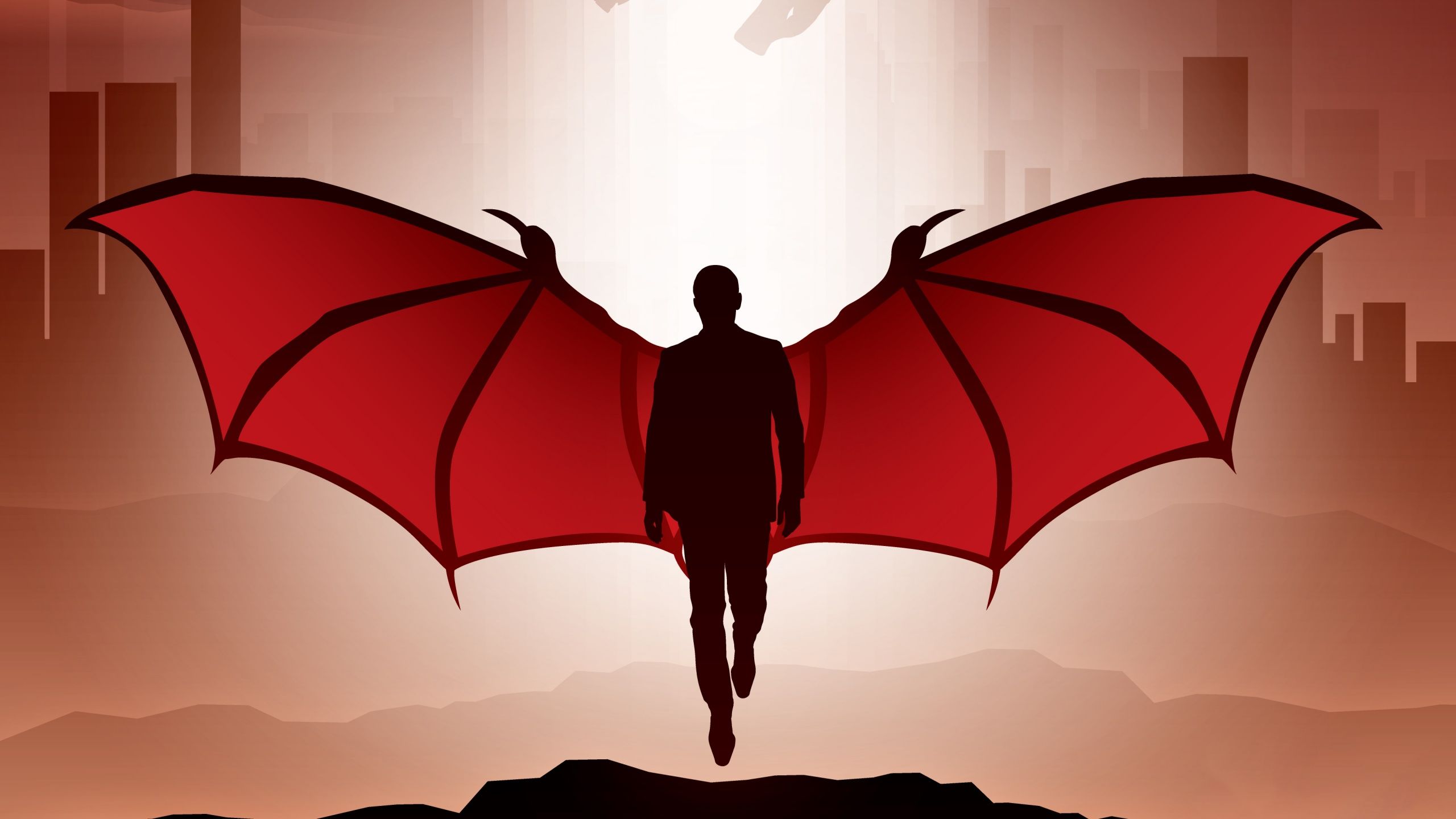 2560x1440 Lucifer Morningstar Wallpaper 4K, Devil, Minimalist, Red