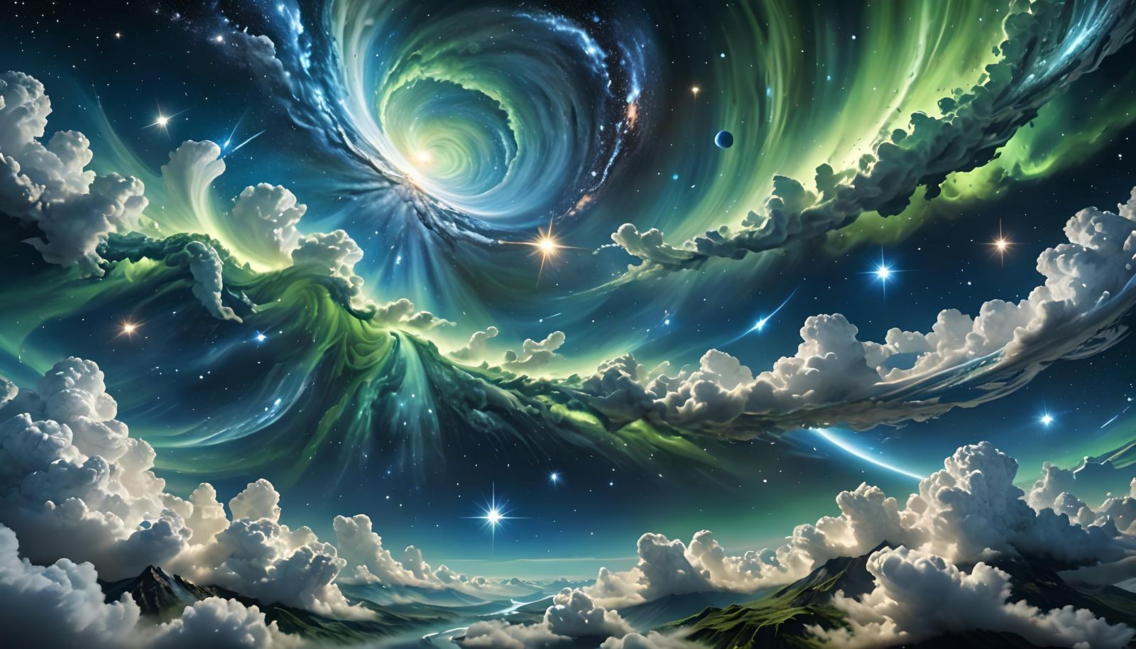 1600x914 Celestial Wave Galaxy Wallpaper in Detailed Digita
