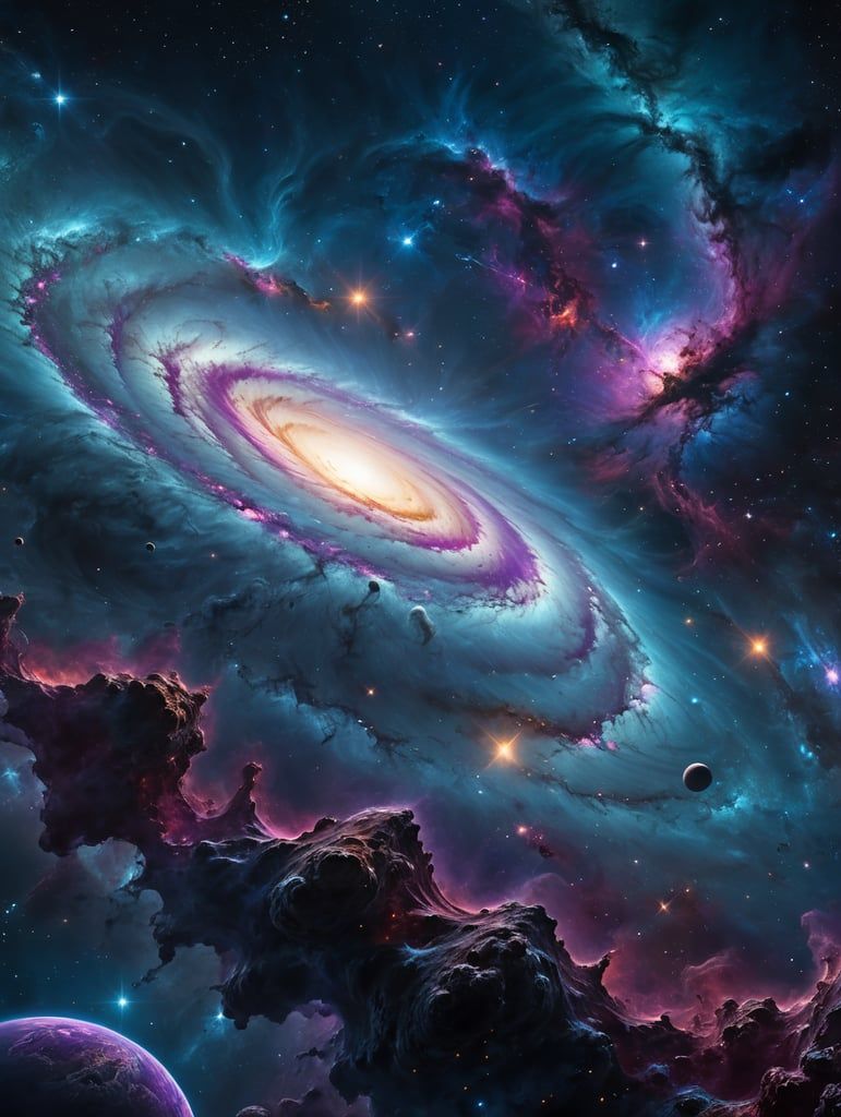 771x1024 Premium Free ai Image. Enigmatic Infinity: Deep Purple Cosmos