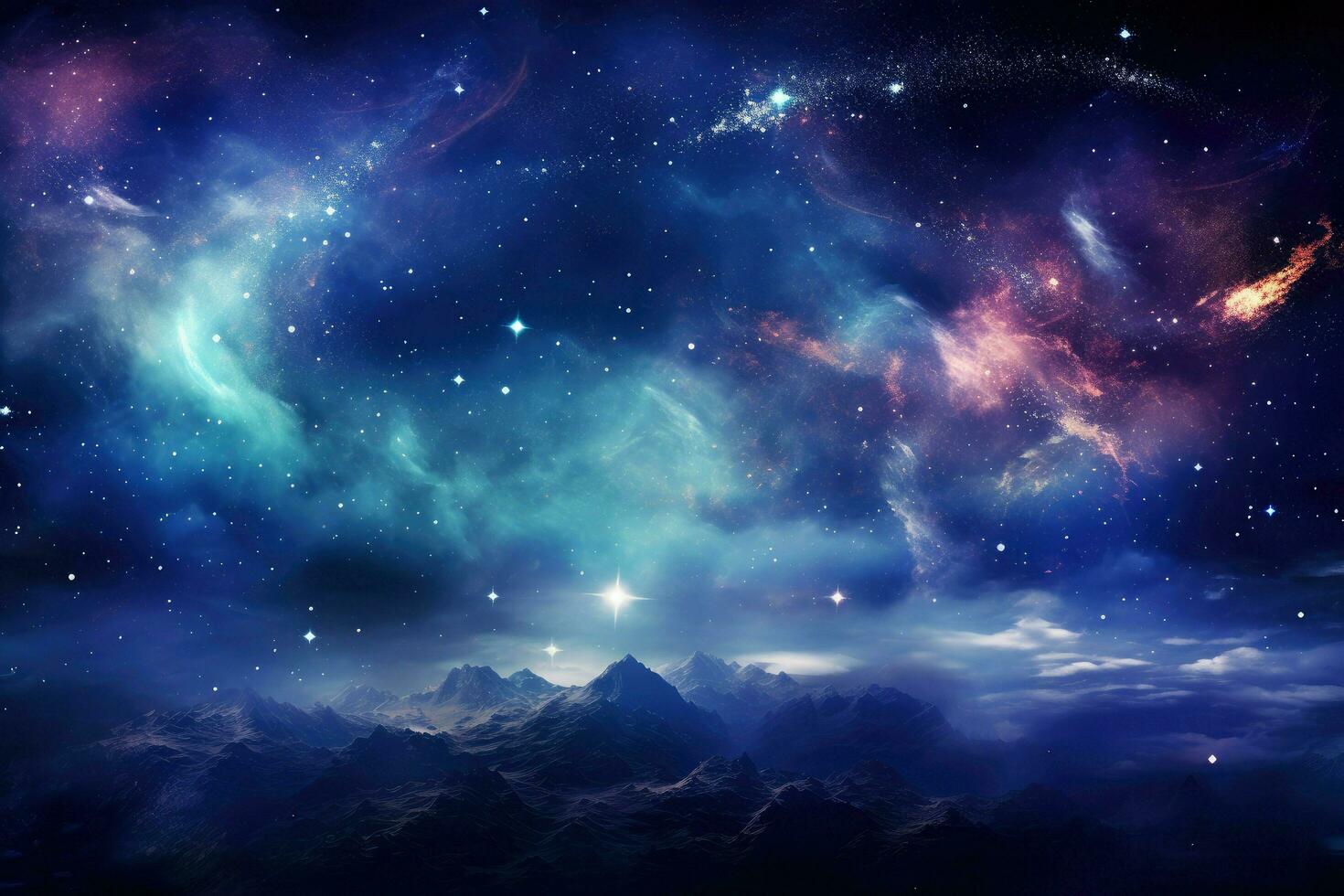 1470x980 AI generated Universe galaxy wallpaper star particle motion on black background, starlight nebula in galaxy at universe Space background, Ai generated