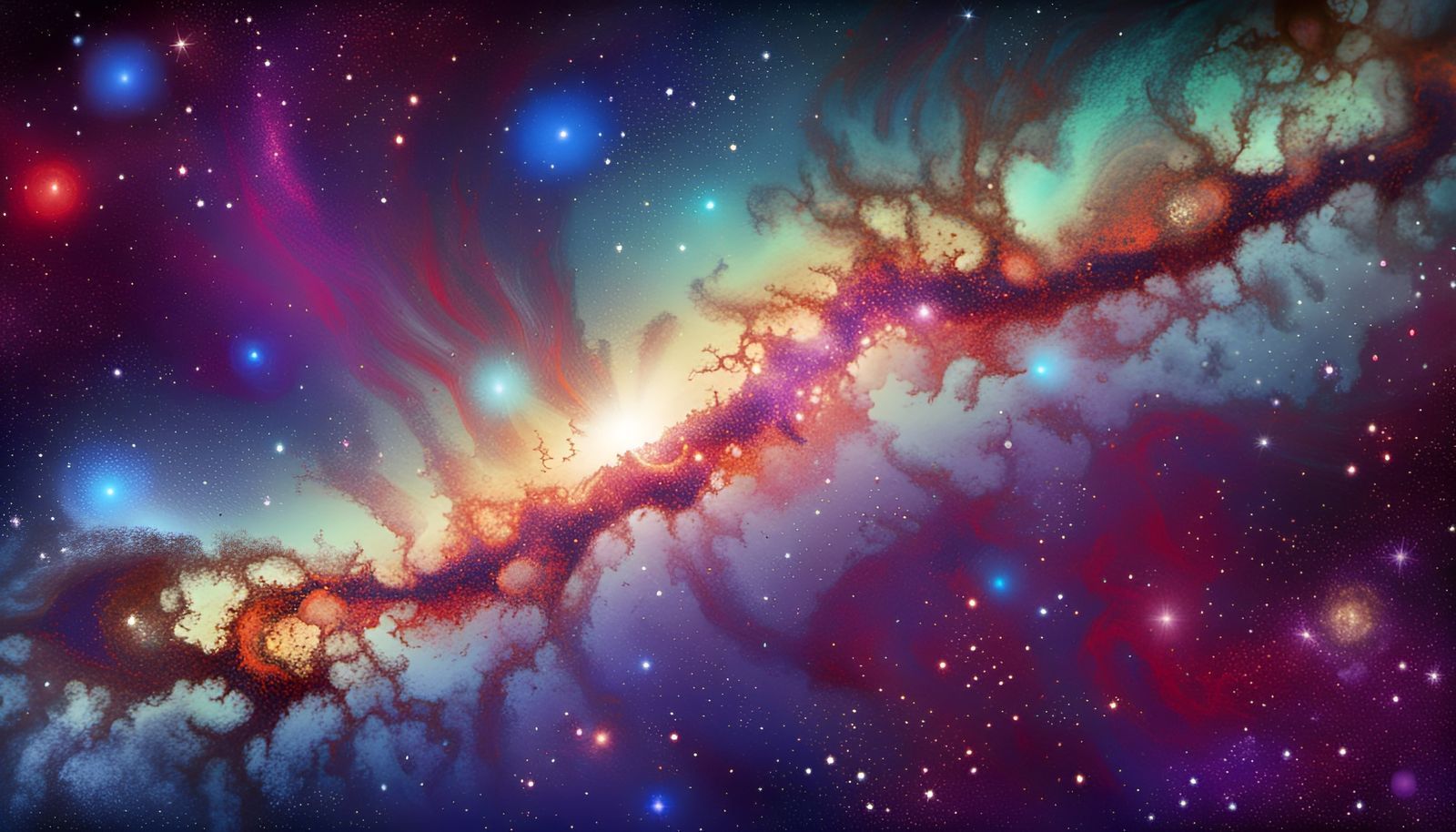 1600x914 Stylized Milky Way Galaxy in Vivid Colors
