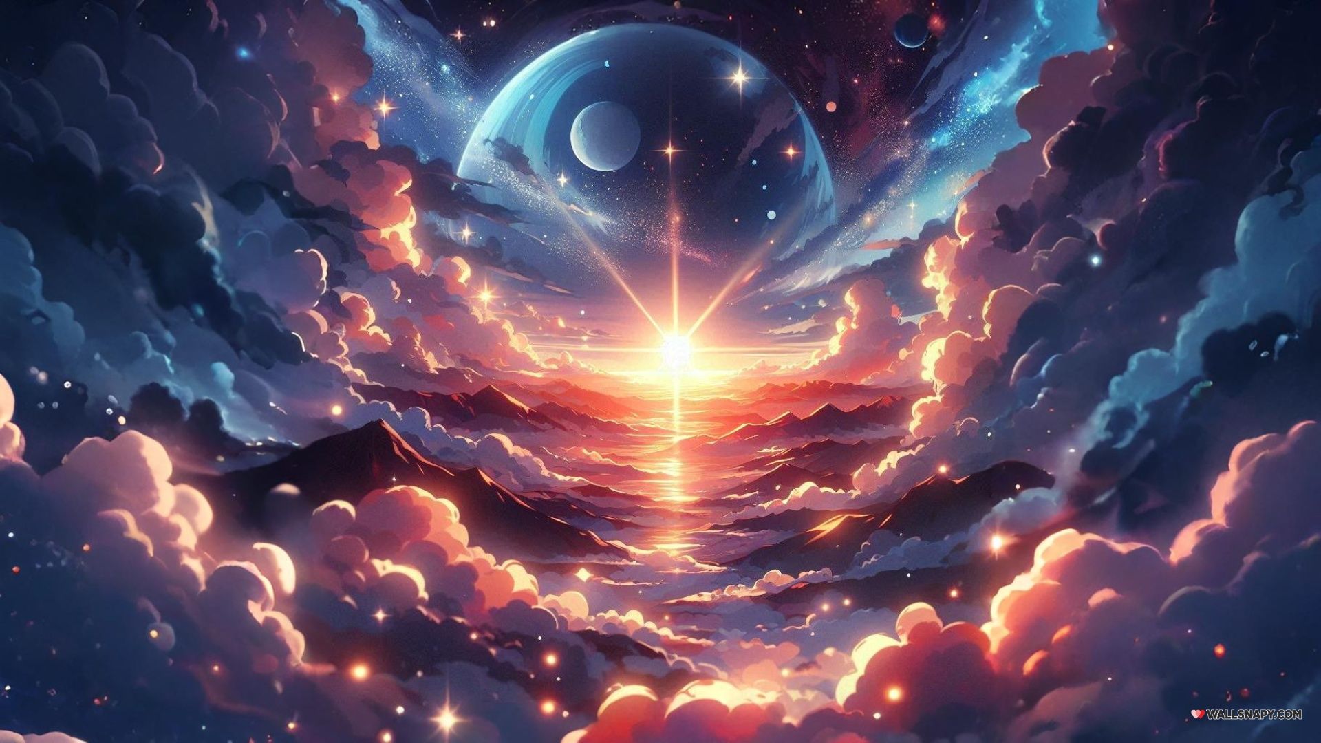 1920x1080 Anime galaxy background ai wallpaper pc free