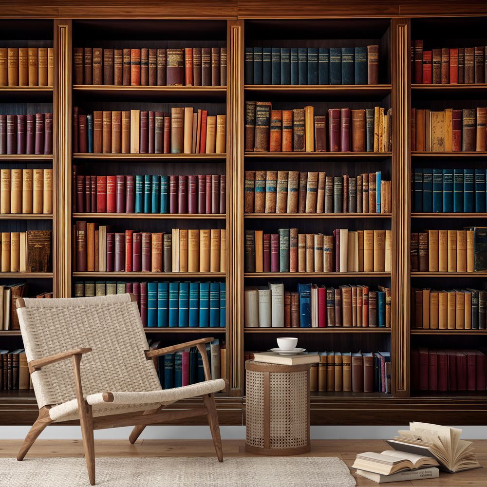1000x1000 Photo wallpaper Large bookcase from Scandiwall