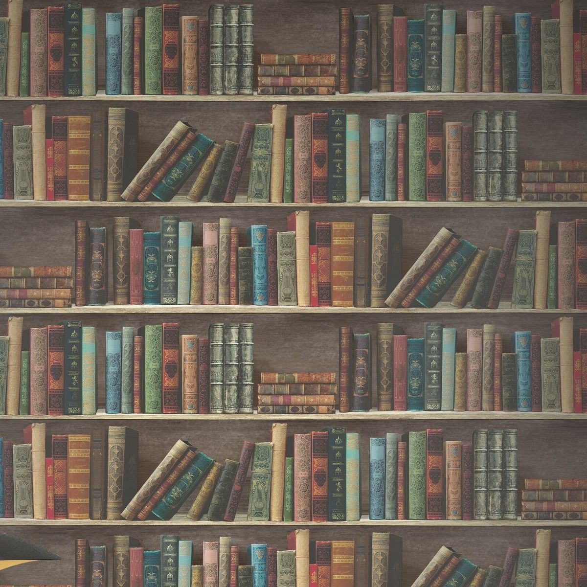 1200x1200 Retro Library Bookshelf Wallpaper Books Classic Antique Bookcase Rustic Effect