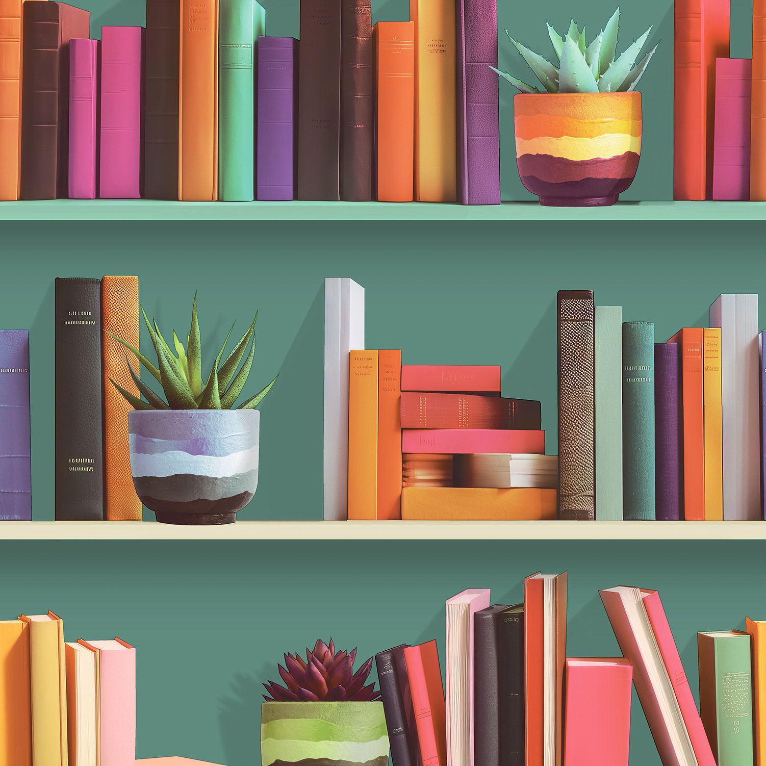 1502x1502 Corrigan Studio® Modern Bookshelf Ground Wallpaper