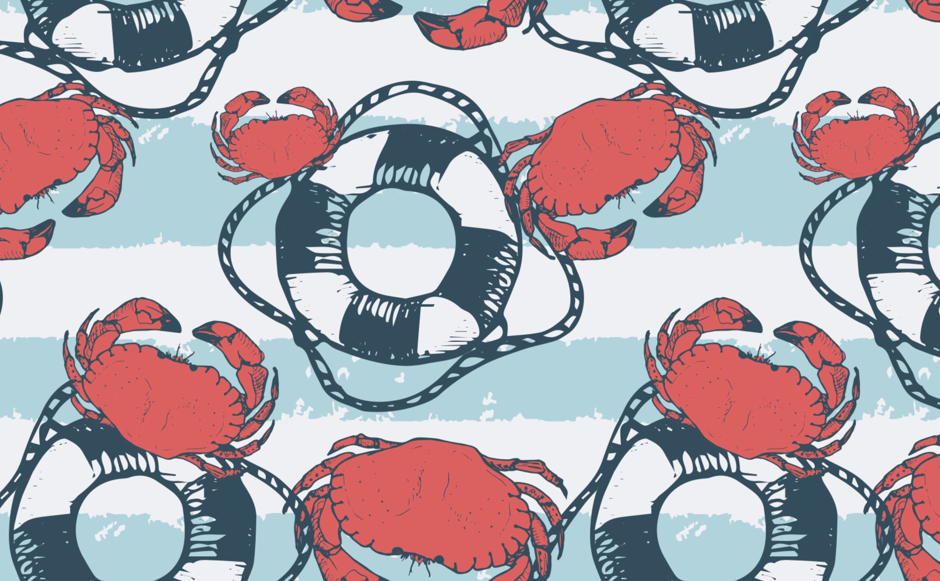 3028x1872 Lifesavers And Crabs. Wallpaper Paste Linen