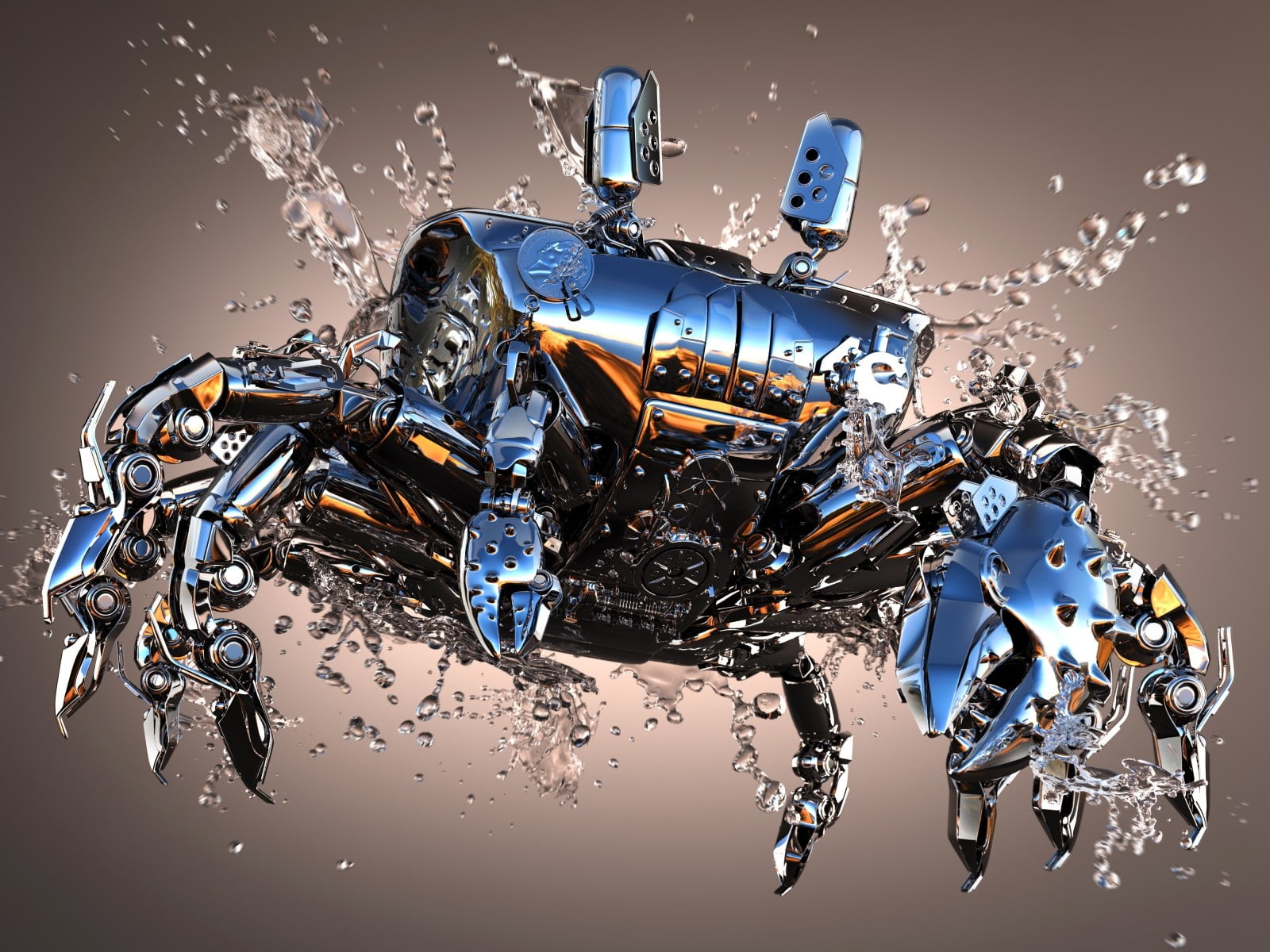 1600x1200 Gray metal crab digital wallpaper, digital art, animals, CGI, render HD wallpaper