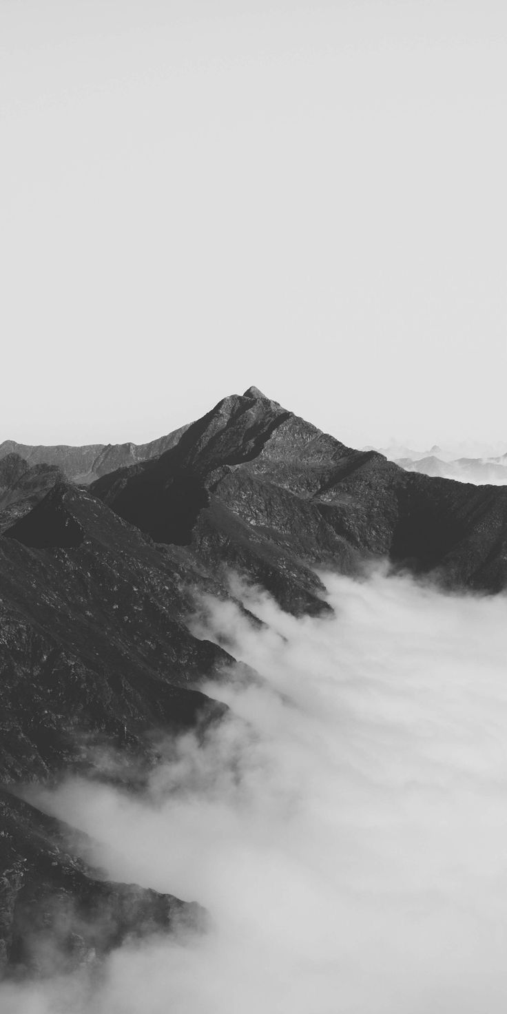 736x1472 Breathtaking Mountain Aesthetic Wallpaper. Black and white mountain landscape, Foggy mountain scenery, Mountains