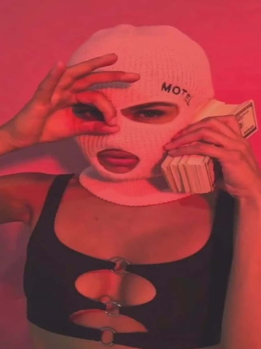 900x1200 Download free Ski Mask Girl Doing Money Pose Wallpaper