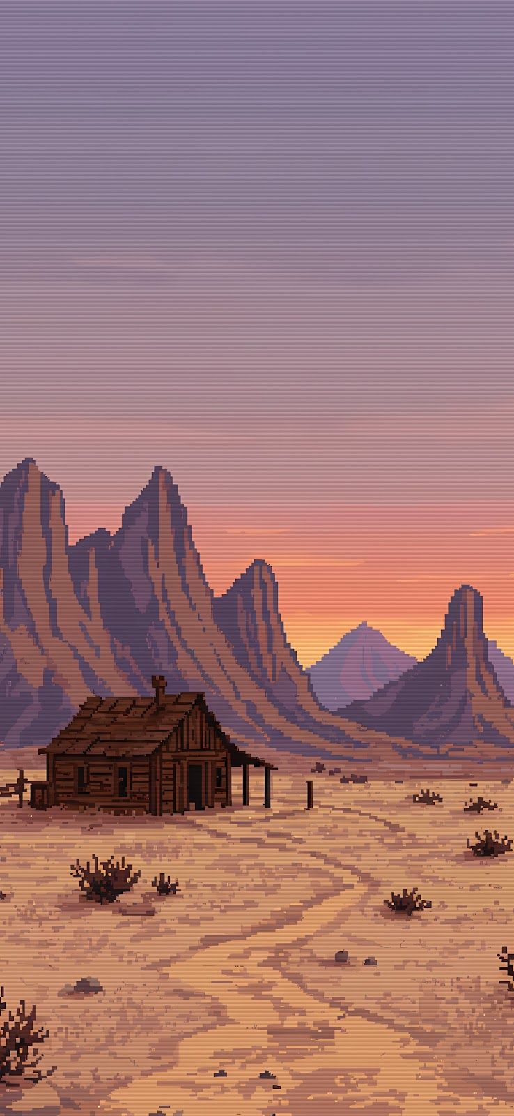 738x1600 Best Atmospheric Pixel Art Desert Wallpaper for iPhone