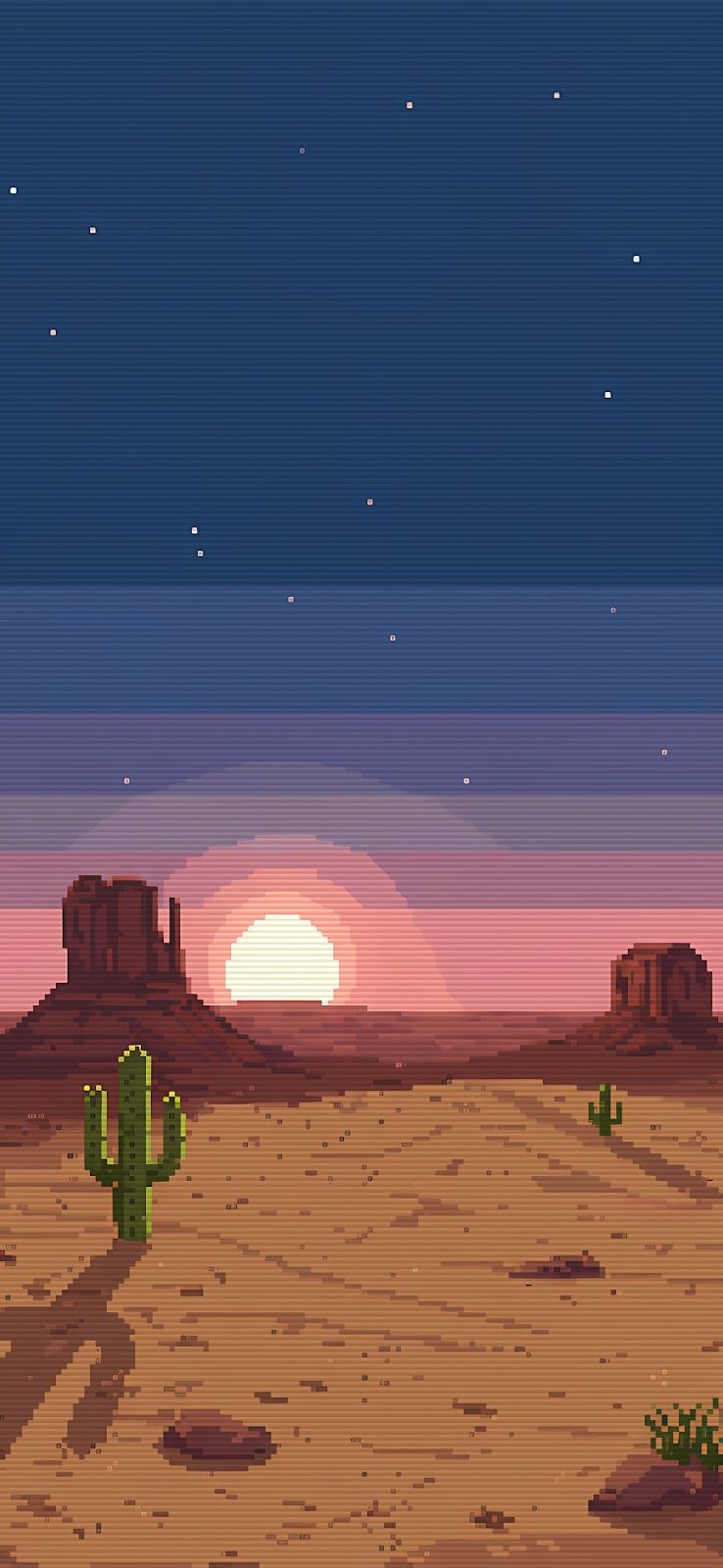 738x1600 Best Atmospheric Pixel Art Desert Wallpaper for iPhone
